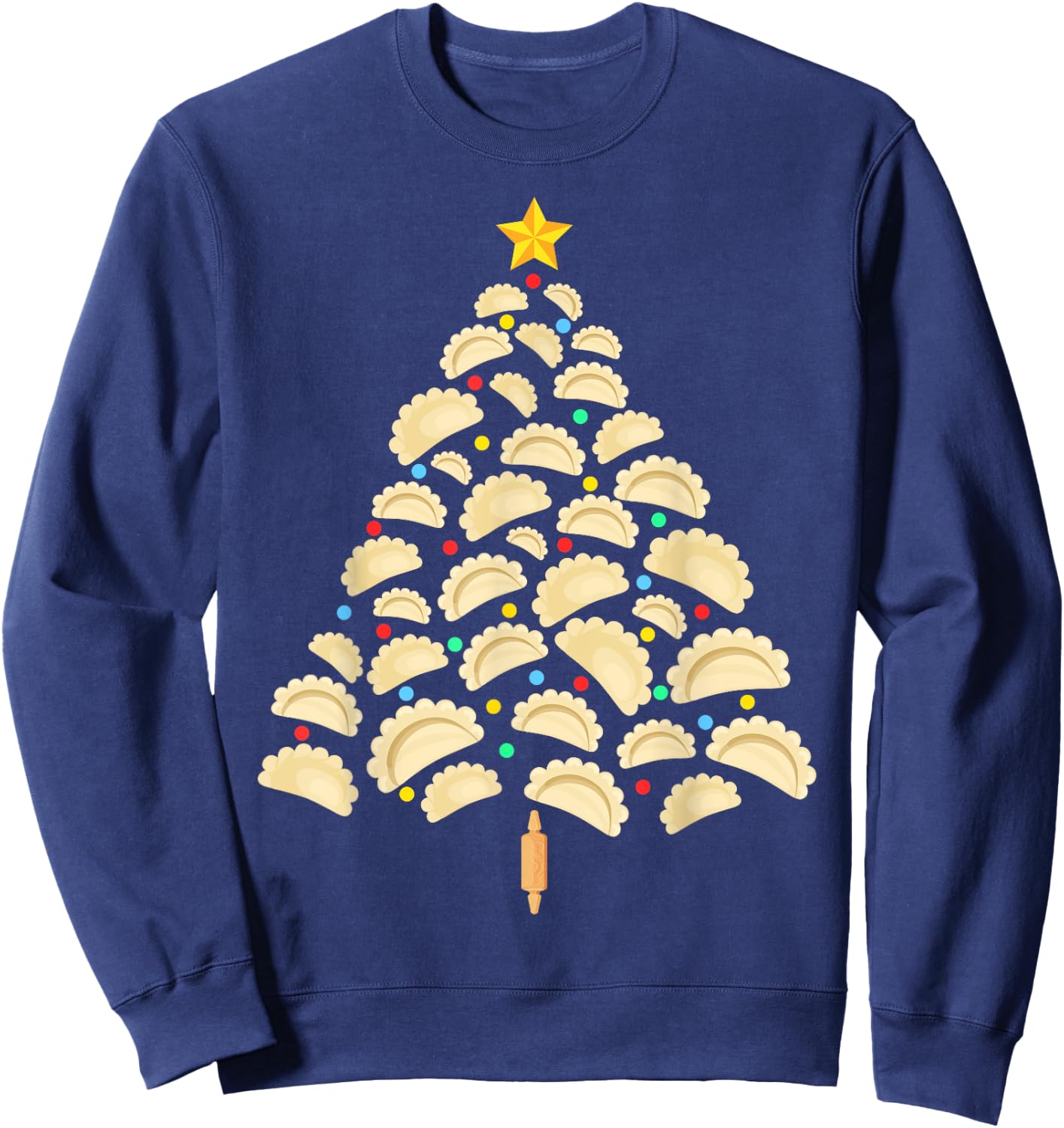 Pierogi Tree Polish Christmas Food Funny Men Women Kids Sweatshirt - Sweatshirt | Navy