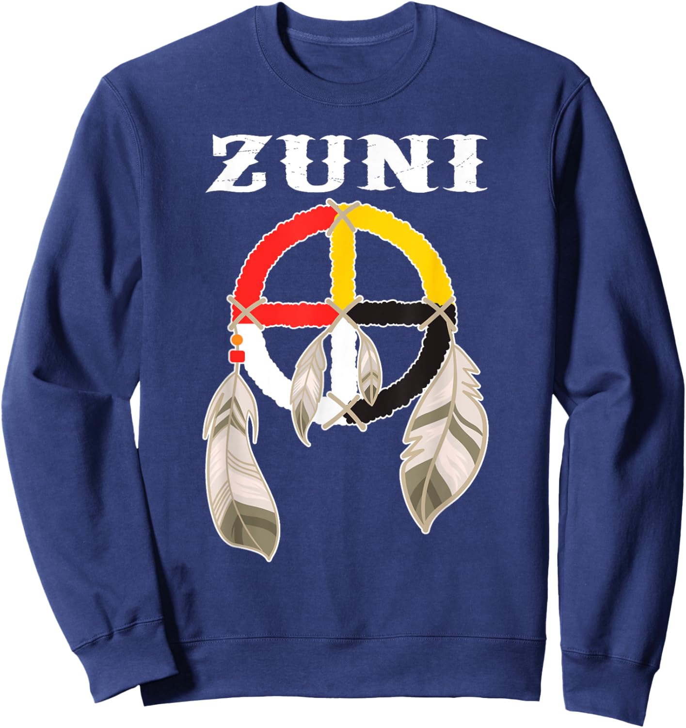 Zuni Tribe Nation Pueblo Native Indian Medicine Wheel Sweatshirt - Sweatshirt | Navy