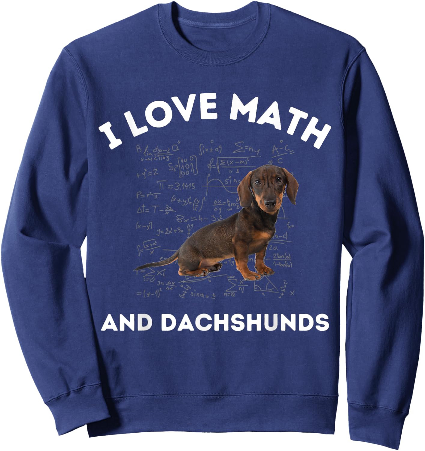 I Love Math and Dachshunds Dog Algebra Teacher Appreciation Men Women Girls Kids Sweatshirt - Sweatshirt | Navy