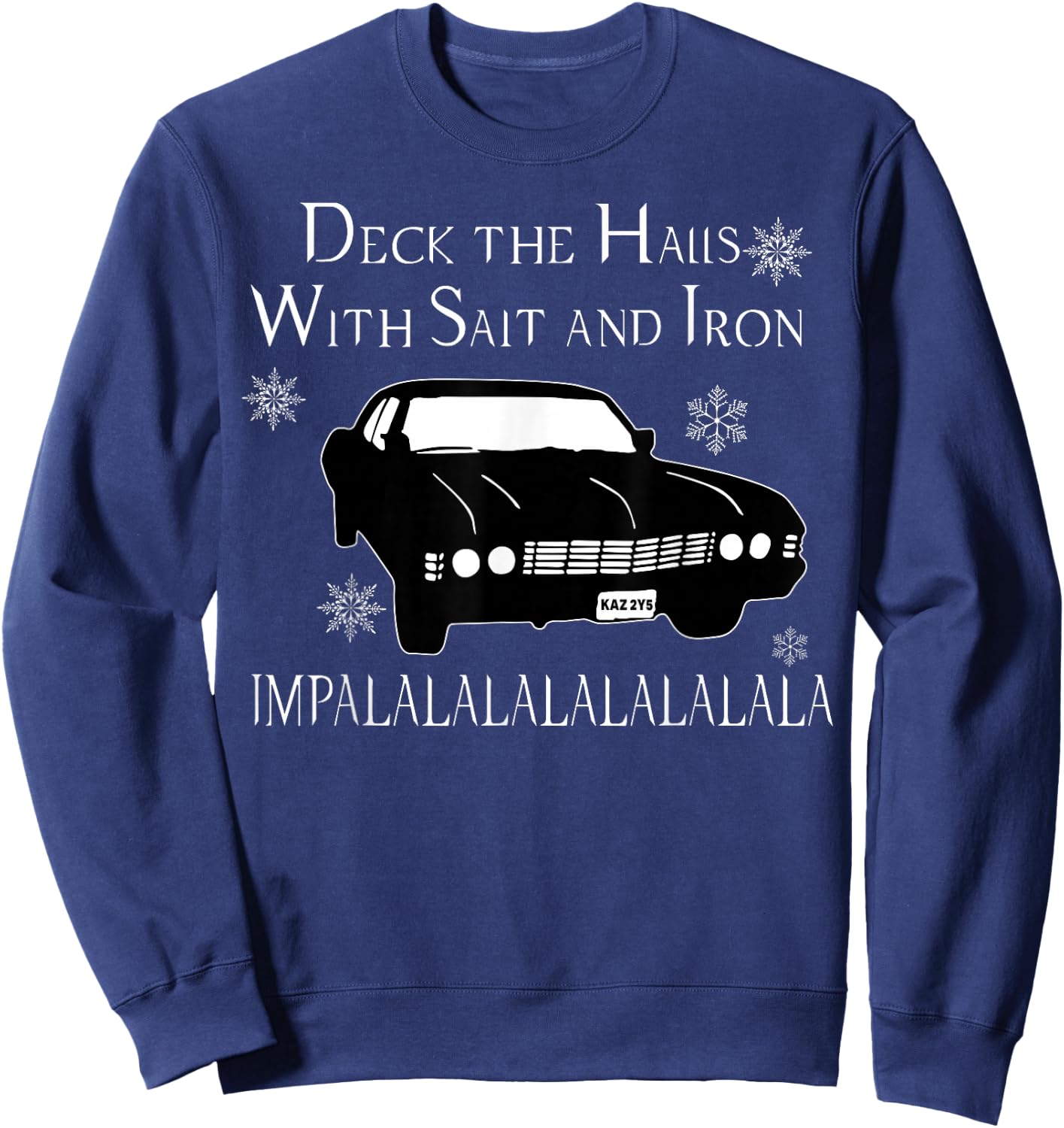Deck The Halls With Salt And Iron Impalalalalalalala Sweatshirt - Sweatshirt | Navy