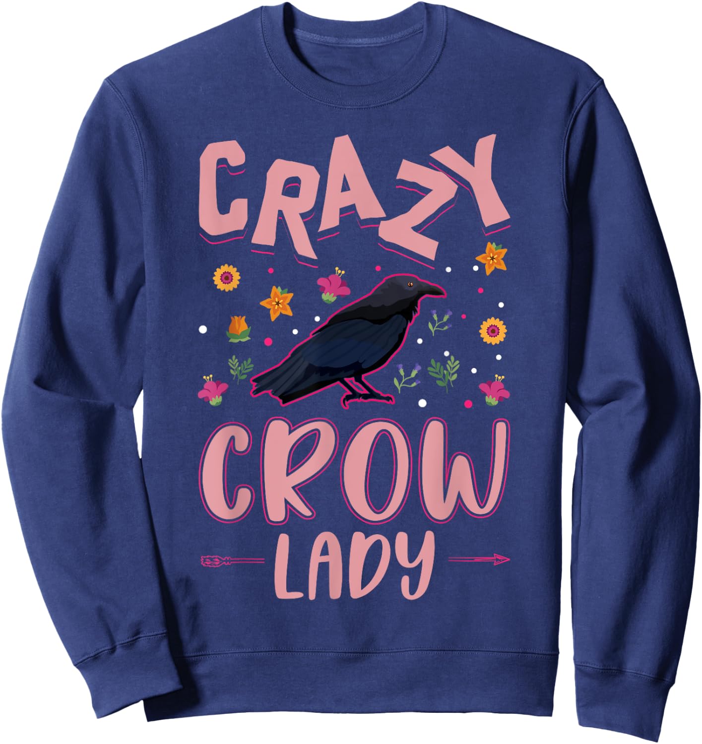 Crazy Crow lady Raven Girl Crow Sweatshirt - Sweatshirt | Navy
