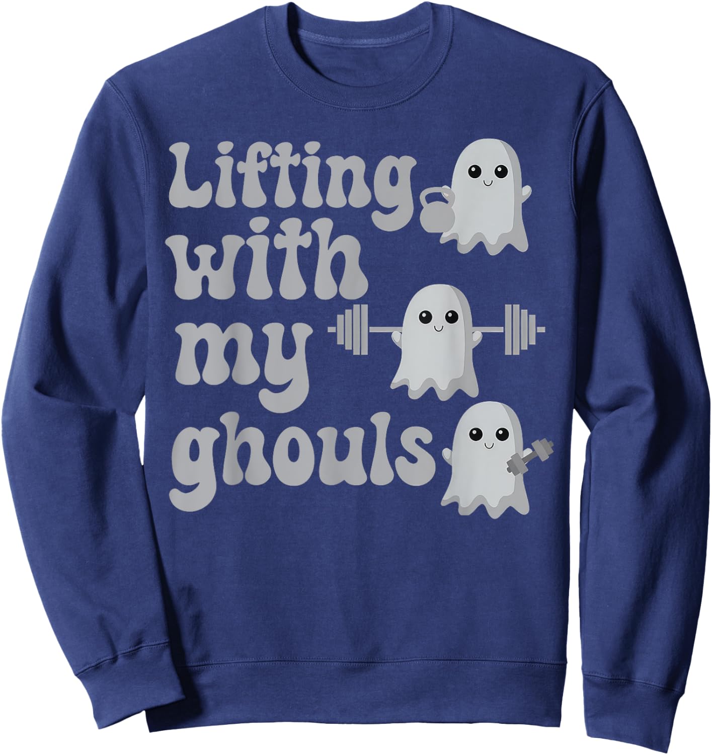 Lifting With My Ghouls Halloween Gym Workout Weightlifting Sweatshirt - Sweatshirt | Navy