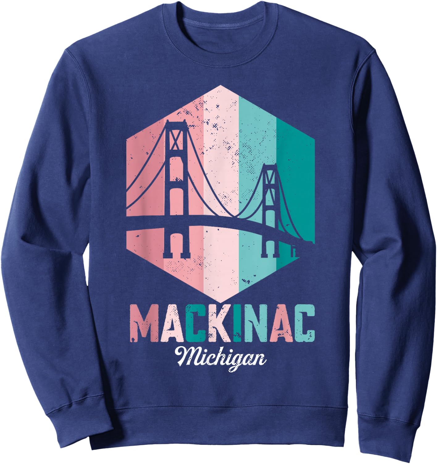 Retro Mackinac Bridge Souvenir Mackinaw Vintage Michigan Sweatshirt - Sweatshirt | Navy