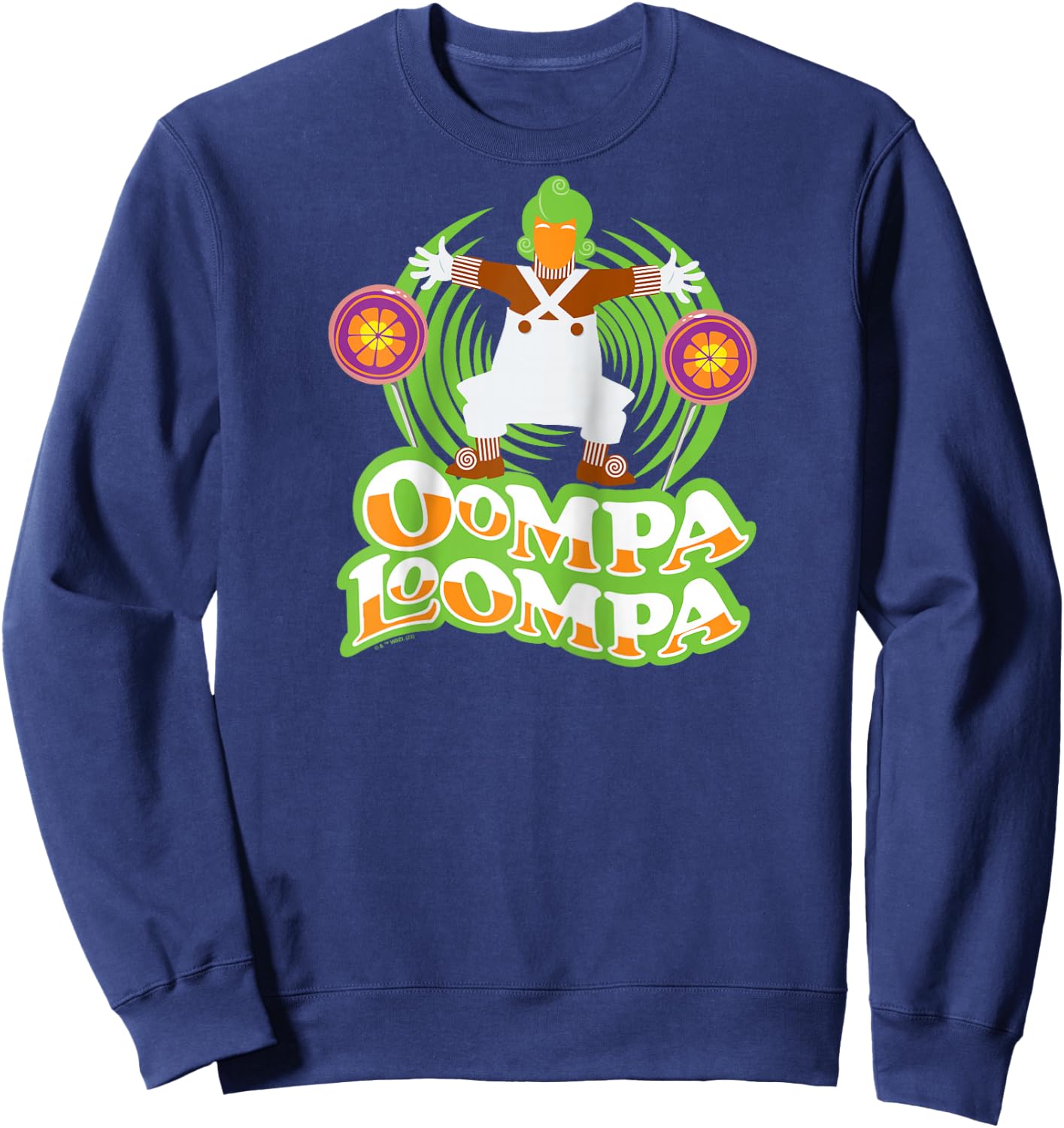 Willy Wonka & The Chocolate Factory - Oompa Loompa Raglan Baseball Sweatshirt - Sweatshirt | Navy