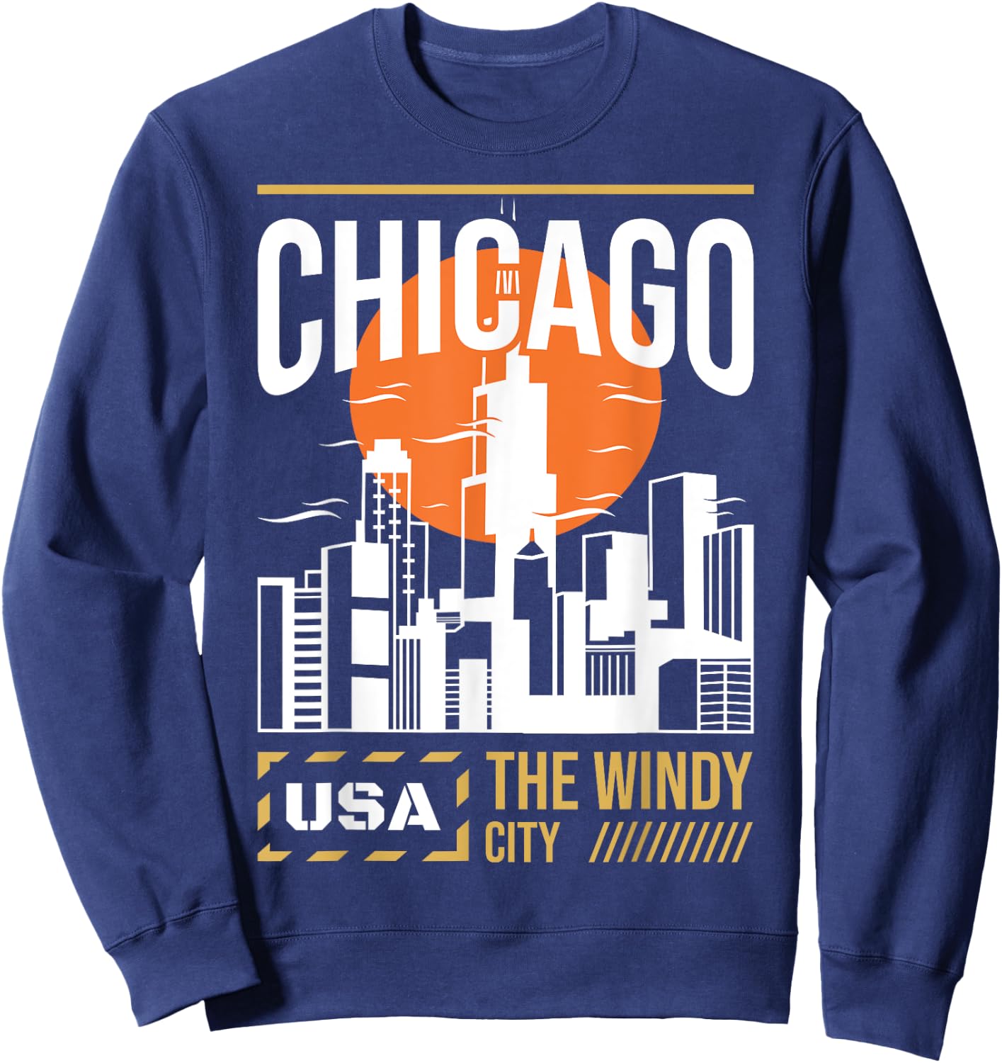 Chicago City Skyline Vintage Illinois City USA Sweatshirt - Sweatshirt | Navy