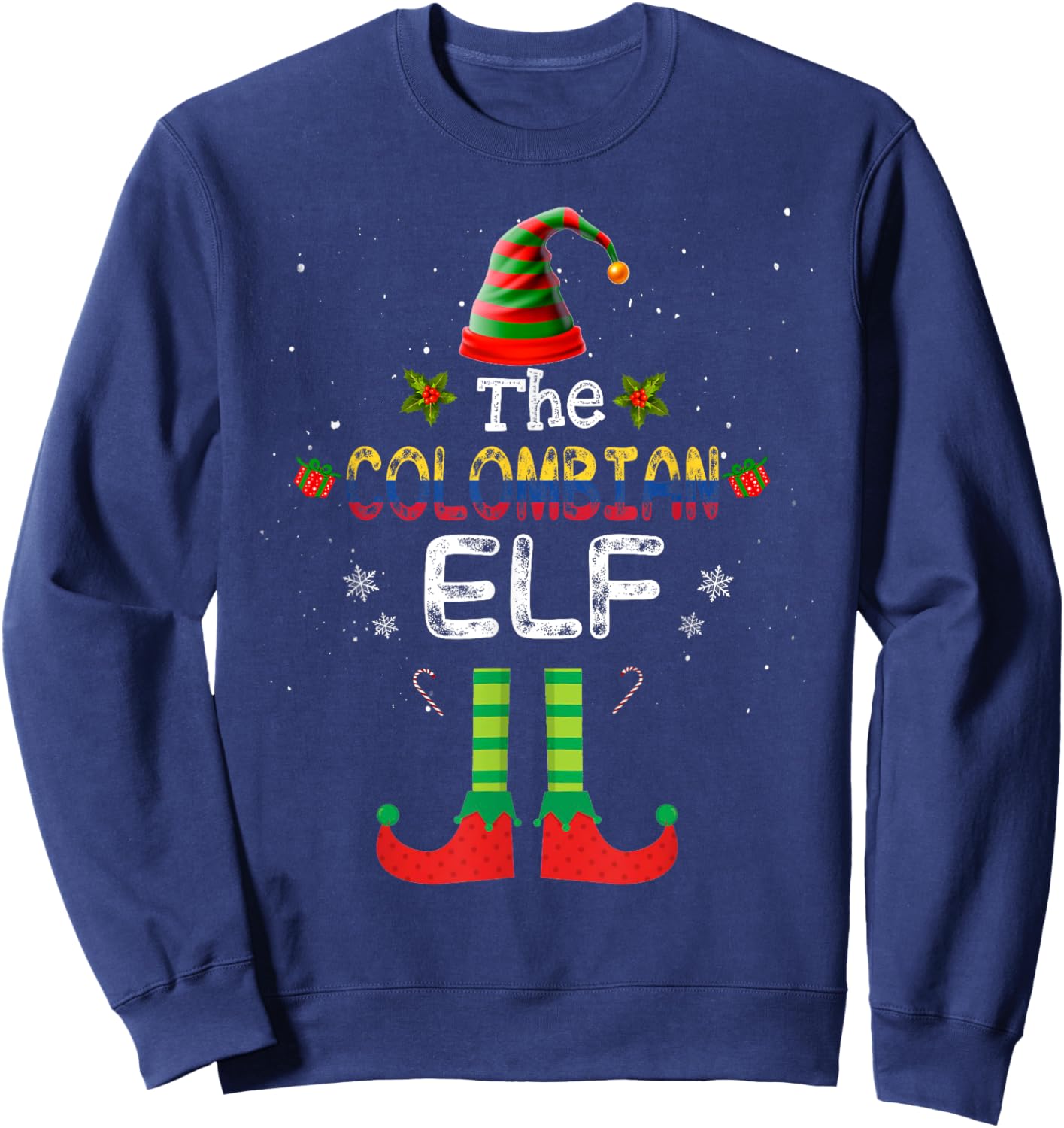 Colombian Elf Group Matching Family Christmas Outfit Set Sweatshirt - Sweatshirt | Navy