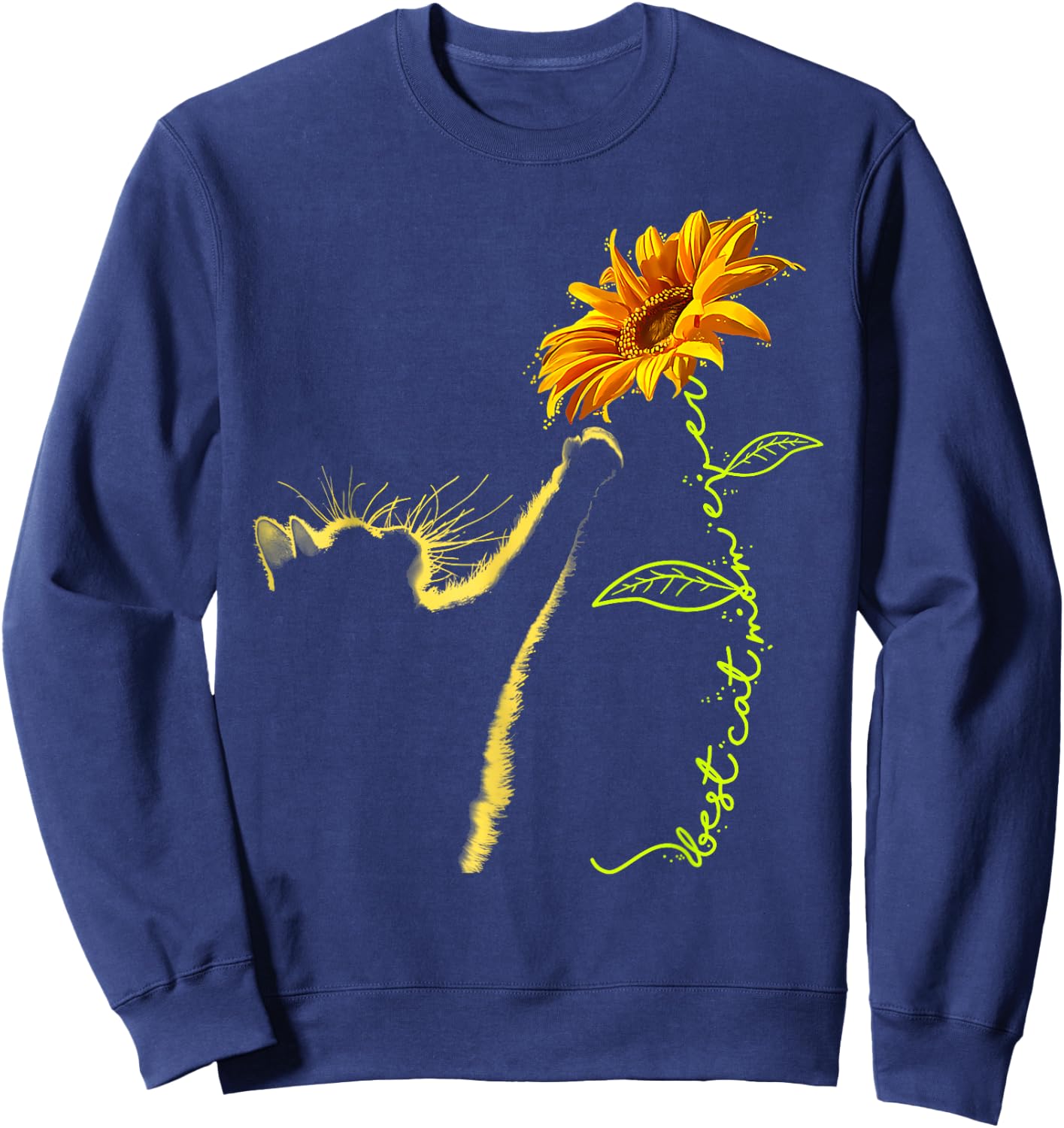Best Cat Mom Ever Sunflower Mother's Day Gifts for Cat Lover Sweatshirt - Sweatshirt | Navy