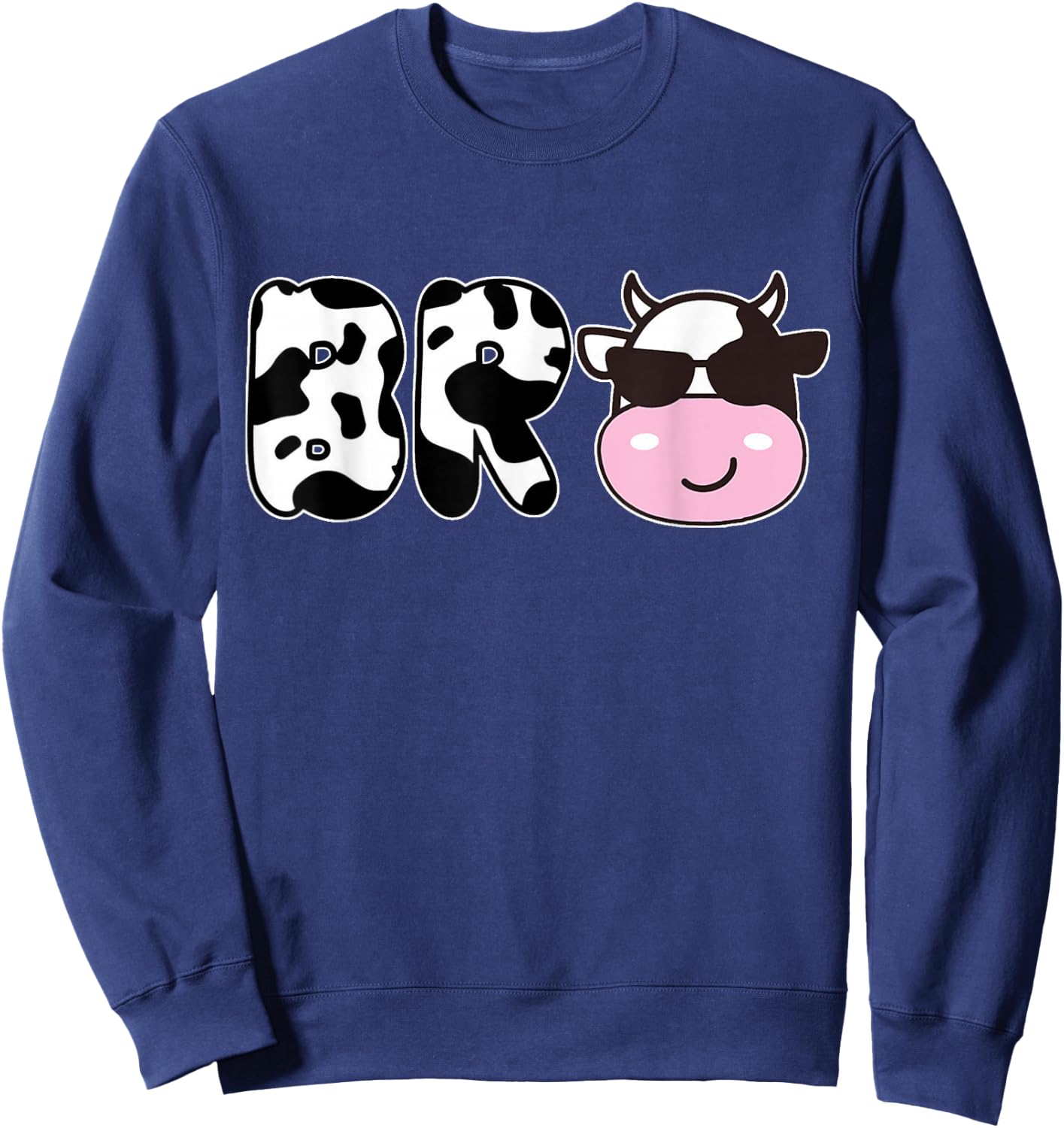 Brother of The Birthday Girl Funny Cow Bro Family Matching Sweatshirt - Sweatshirt | Navy