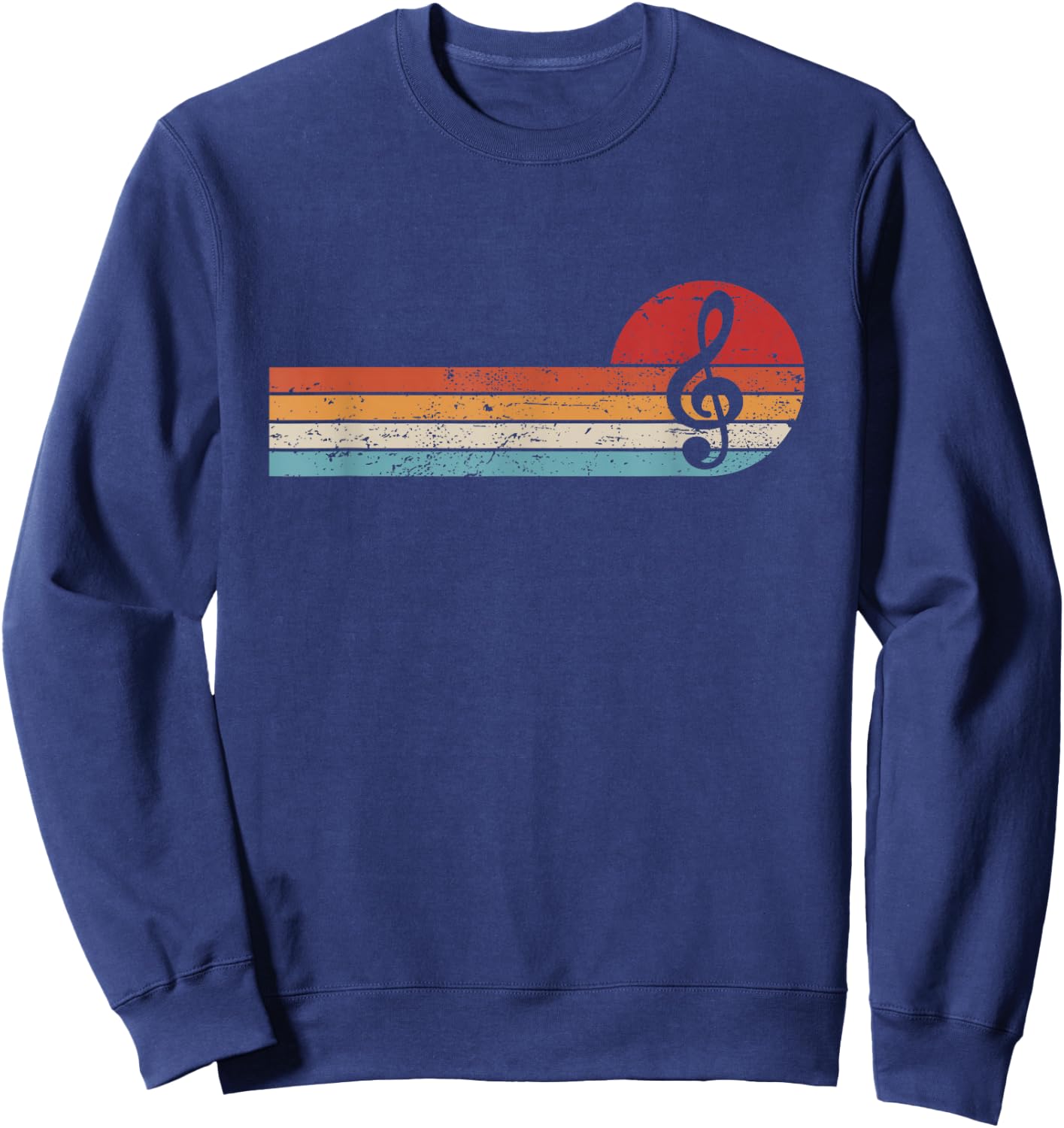 Musical Notes Retro Treble Clef Sweatshirt - Sweatshirt | Navy