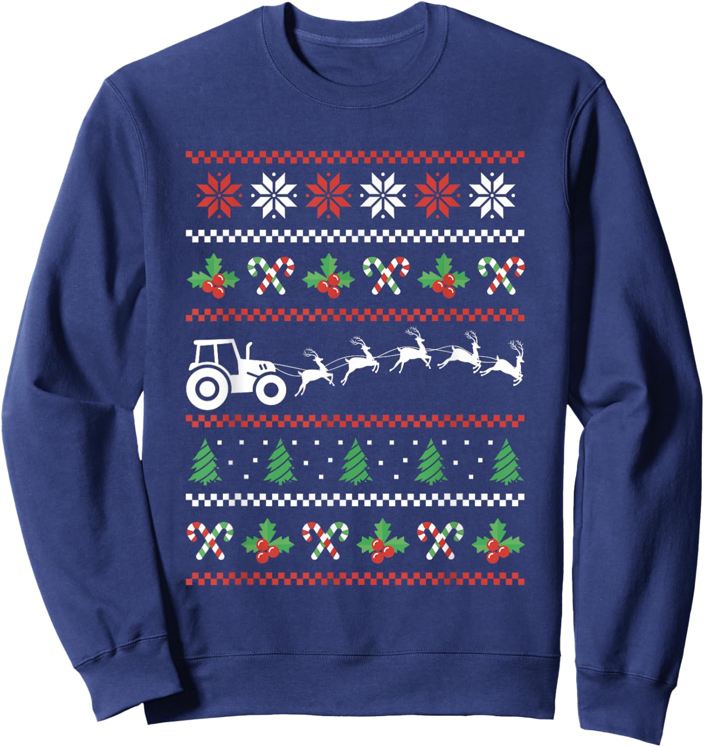 Tractor Reindeer Ugly Christmas Farm Farming Xmas Farmer Sweatshirt - Sweatshirt | Navy