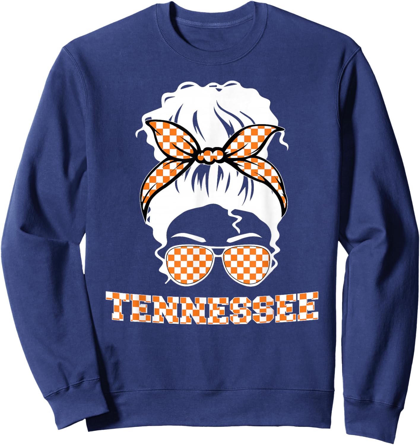 Tennessee State Orange USA Messy Bun Hair Pride TN Sweatshirt - Sweatshirt | Navy