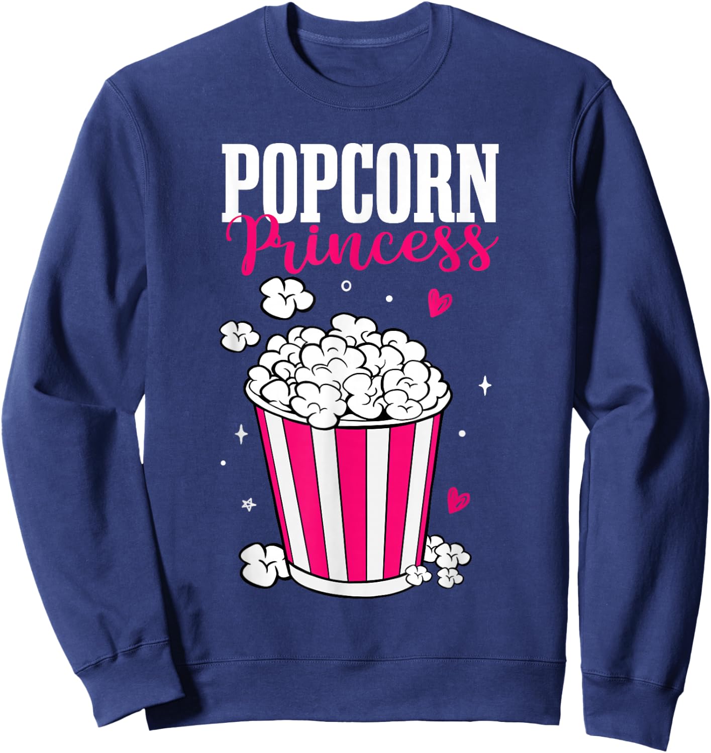 Popcorn Princess Women Cute Movie Night Cinema Snack Sweatshirt - Sweatshirt | Navy