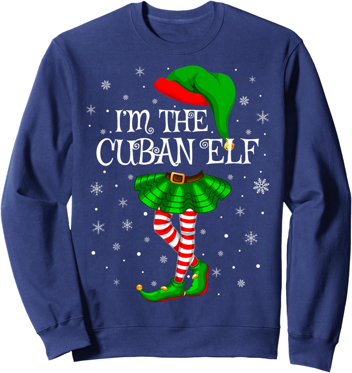 Matching Family Group I'm The Cuban Elf Christmas Sweatshirt - Sweatshirt | Navy