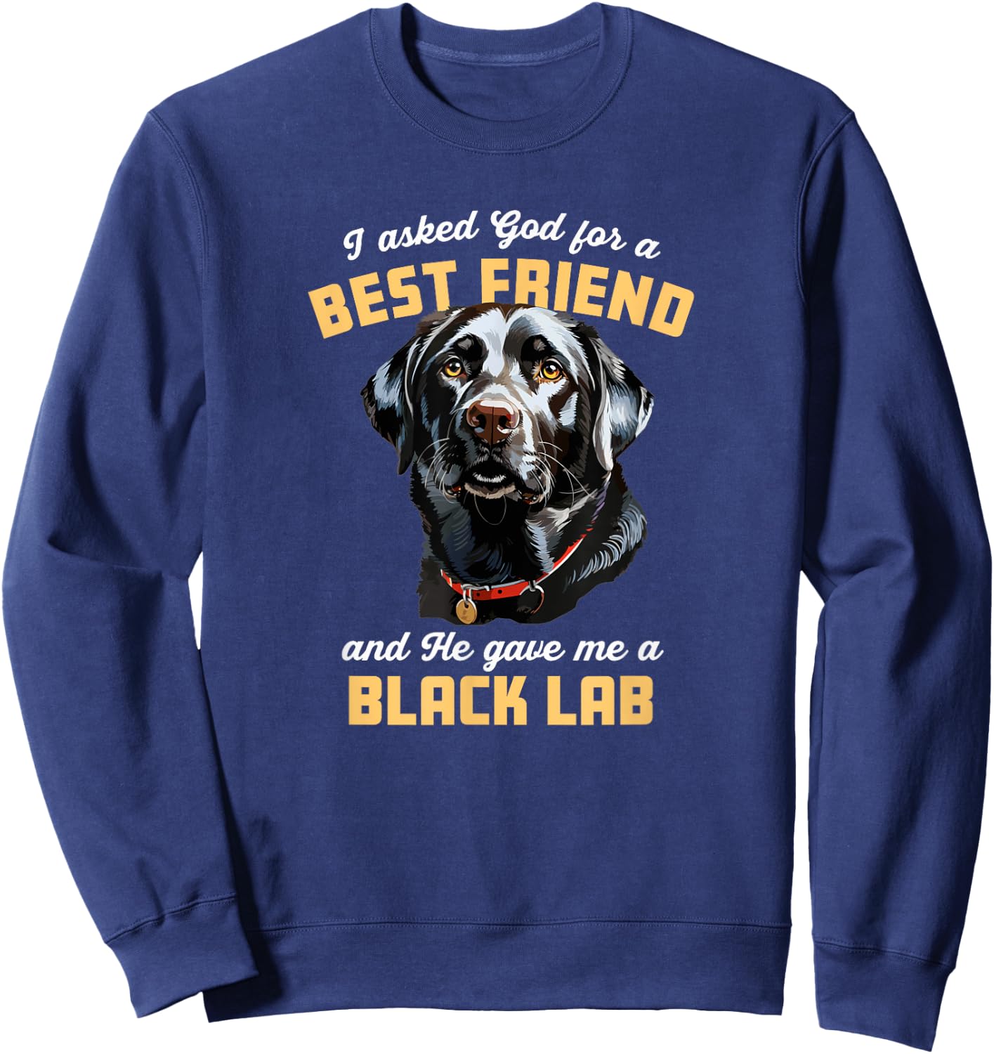 I Asked God For a Best Friend He Gave Me a Black Lab Dog Mom Men Women Girls Kids Sweatshirt - Sweatshirt | Navy