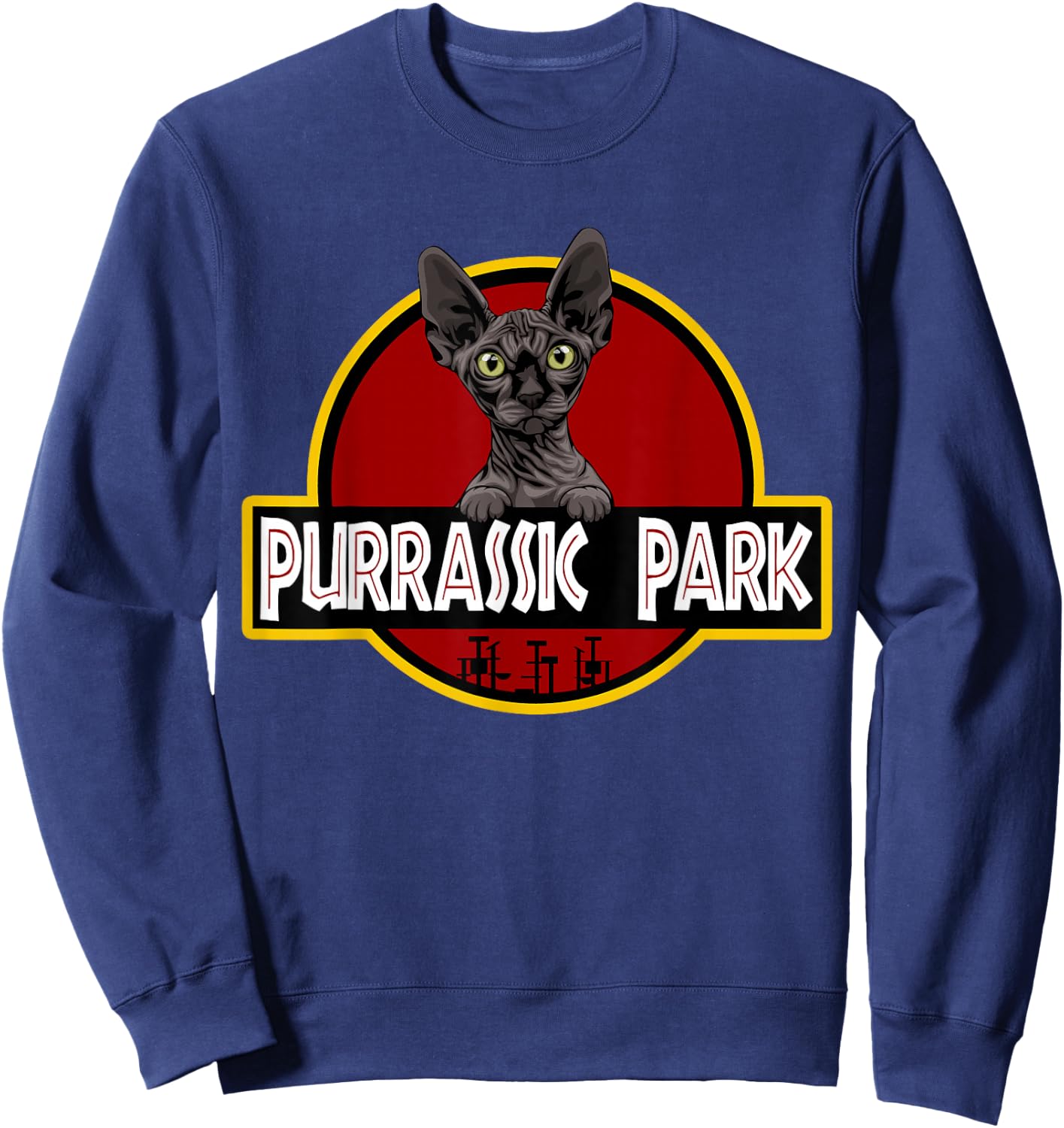 Black Sphynx Cat Cute Funny Cat Lover Parody Sweatshirt - Sweatshirt | Navy