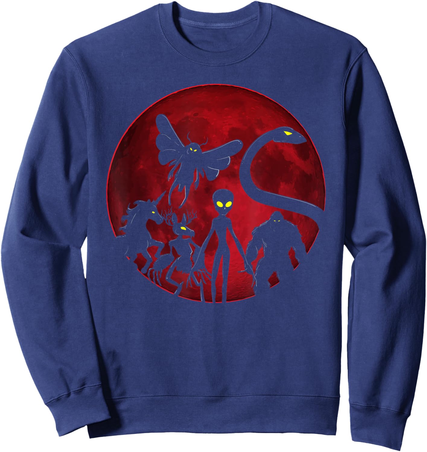 Wendigo Bigfoot Loch Ness Monster Mothman And Alien Cryptid Sweatshirt - Sweatshirt | Navy