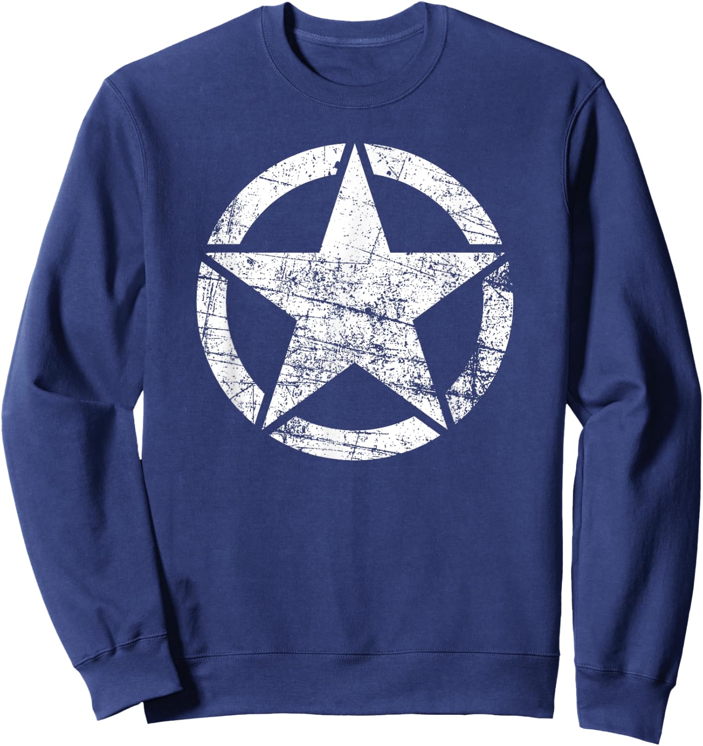 Vintage Army Star Classic Retro USA Military Distressed Logo Sweatshirt - Sweatshirt | Navy