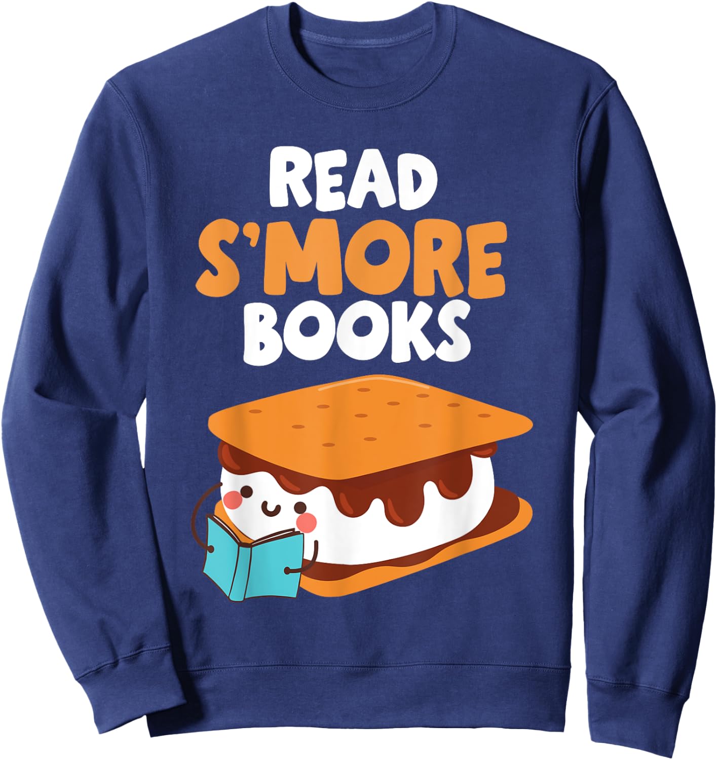 Marshmallow Camping Campfire Funny Read Smore Books Sweatshirt - Sweatshirt | Navy