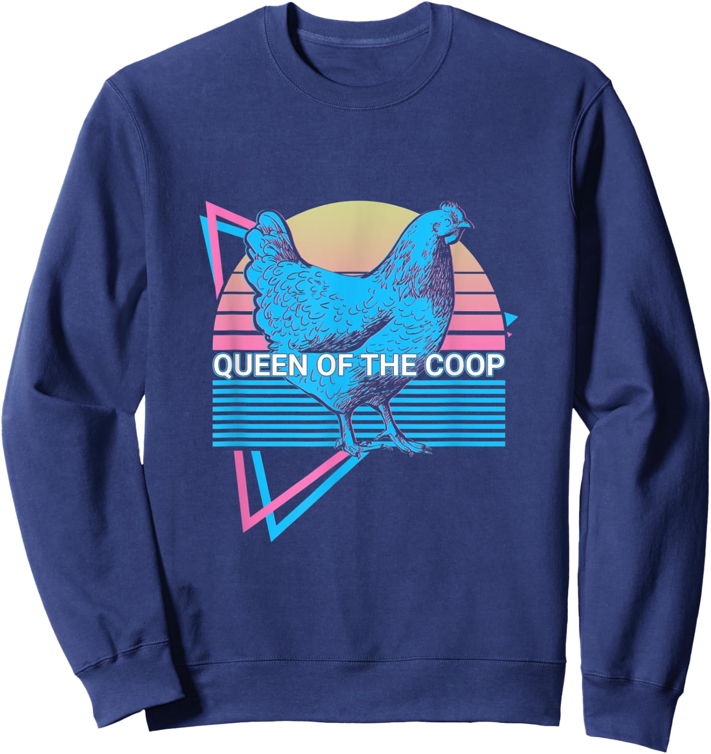 Funny Chicken Retro Queen Of The Coop Sweatshirt - Sweatshirt | Navy