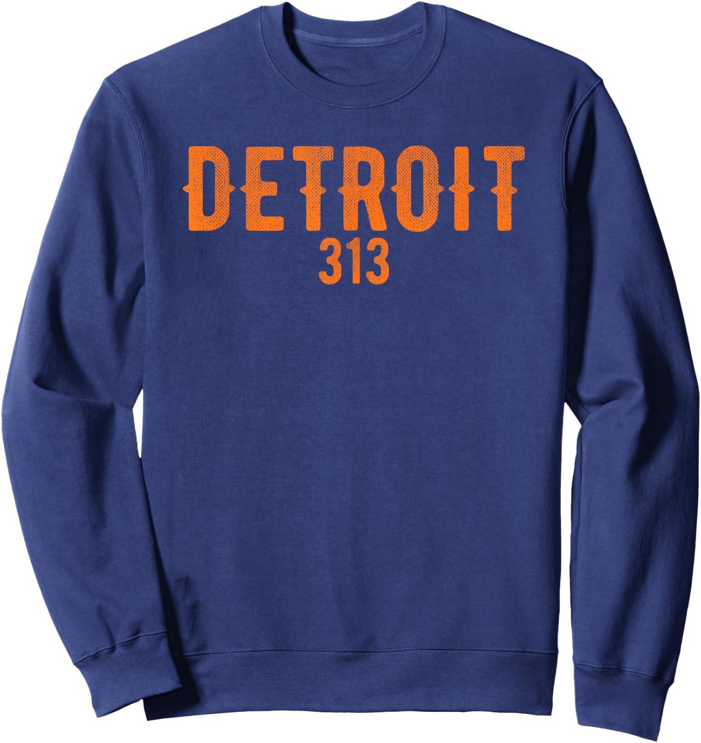 Design Detroit 313 Orange Text Apparel Sweatshirt - Sweatshirt | Navy