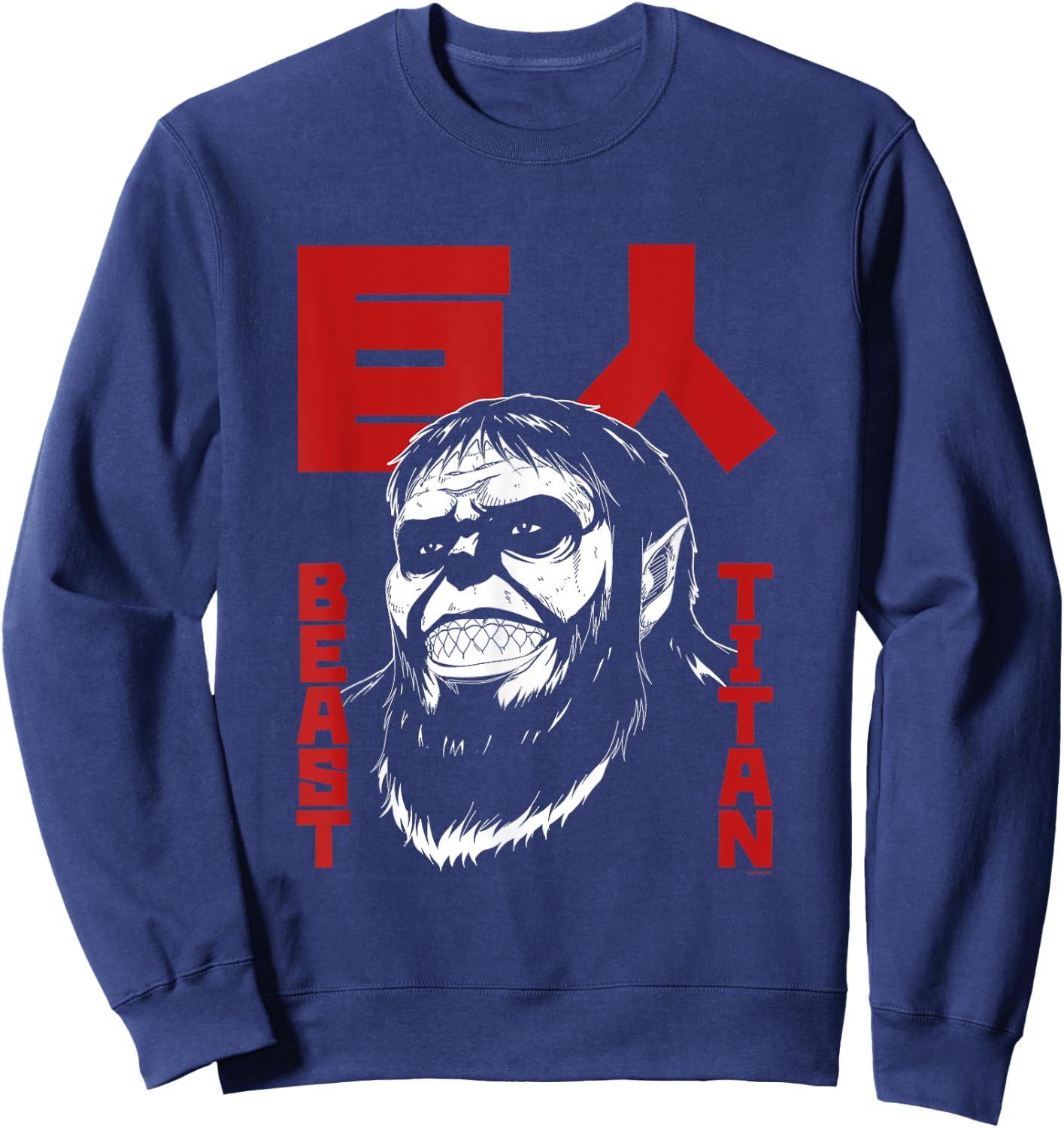 Attack on Titan Season 4 Beast Titan & Large Kanji Anime Sweatshirt - Sweatshirt | Navy