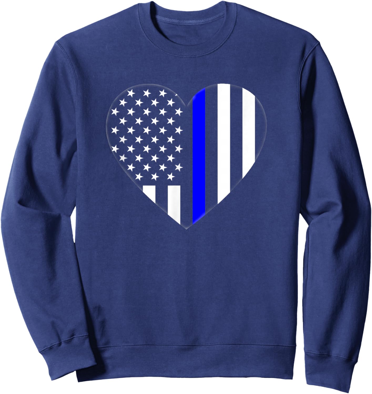 Love Our Police Officer US Flag Heart Thin Blue Line Sweatshirt - Sweatshirt | Navy