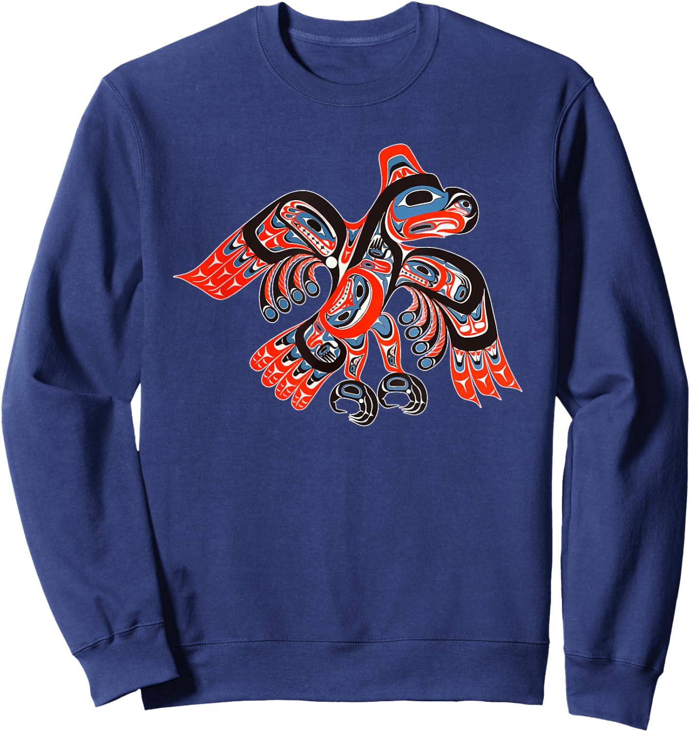 Alaska Native American Art Tlingit Haida Eagle Tribal Sweatshirt - Sweatshirt | Navy