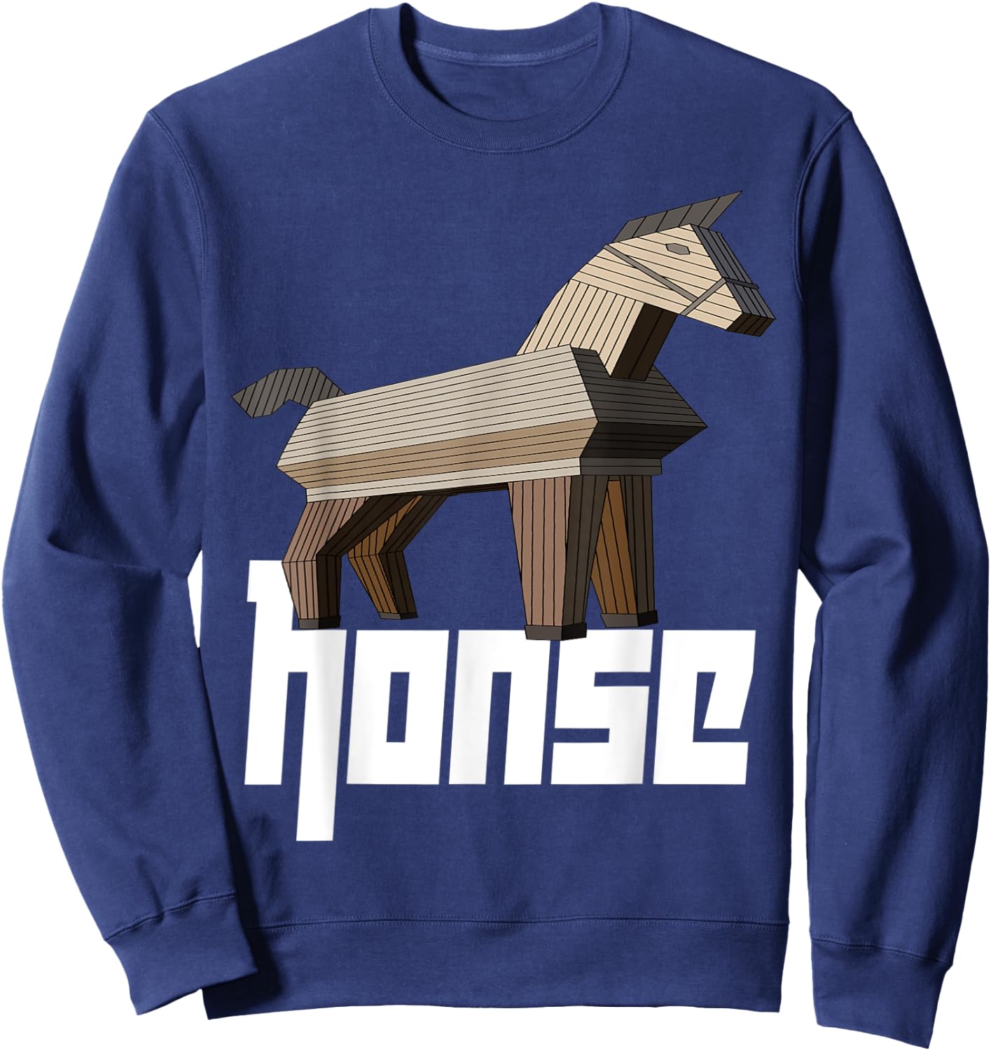 Honse Meme, Funny Wooden Horse Sweatshirt - Sweatshirt | Navy