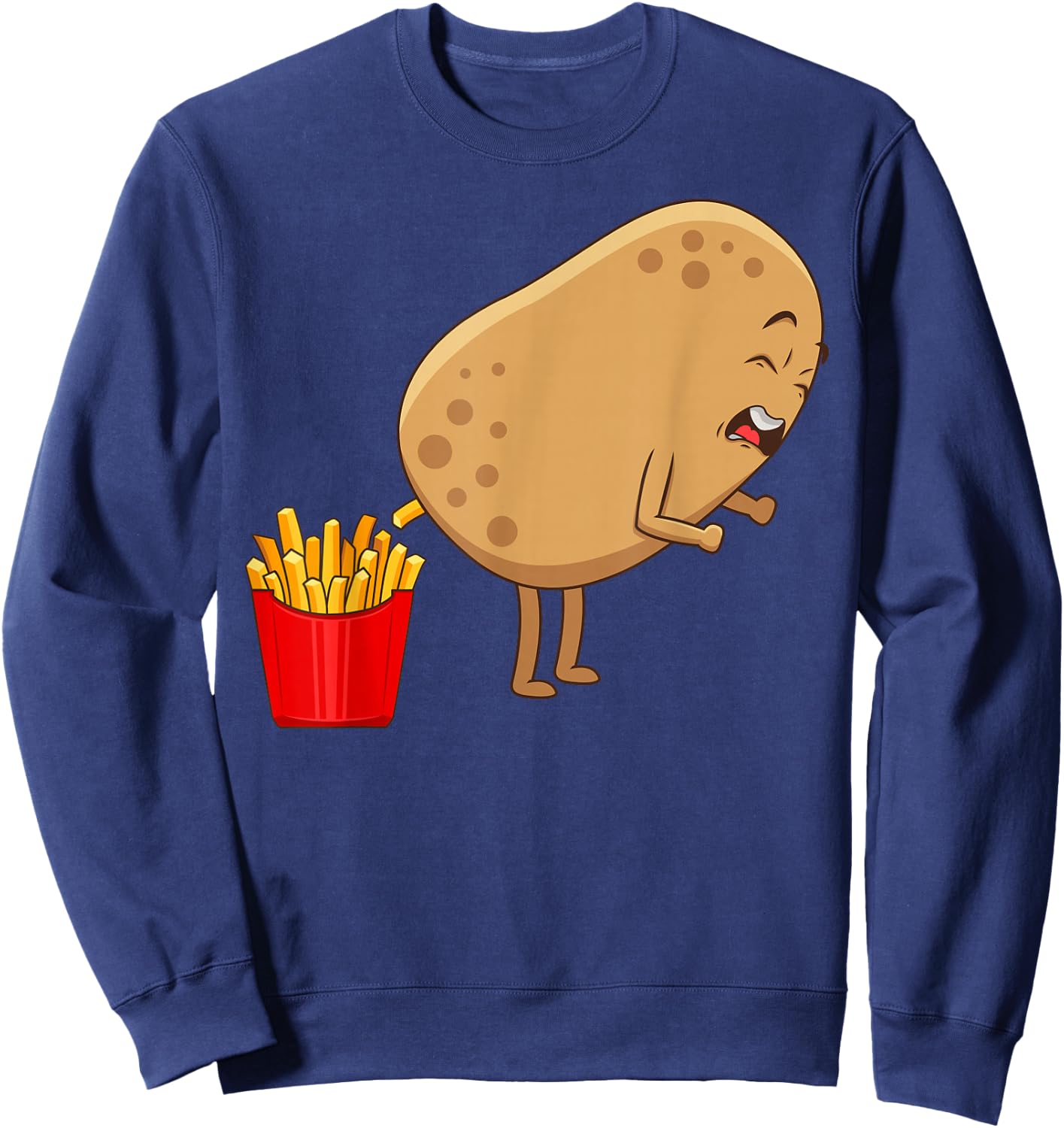 Funny French Fries Designs Women Potato Food Eaters Sweatshirt - Sweatshirt | Navy
