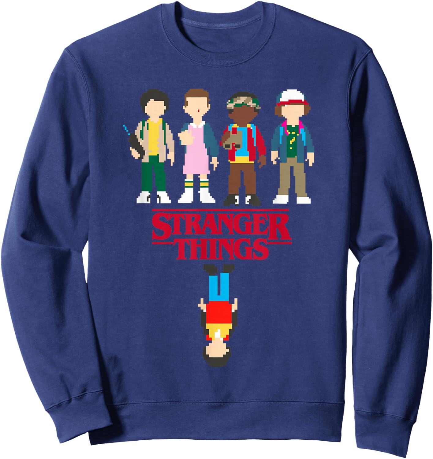 Stranger Things Retro 8-Bit Pixel The Party Upside Down Logo Sweatshirt - Sweatshirt | Navy