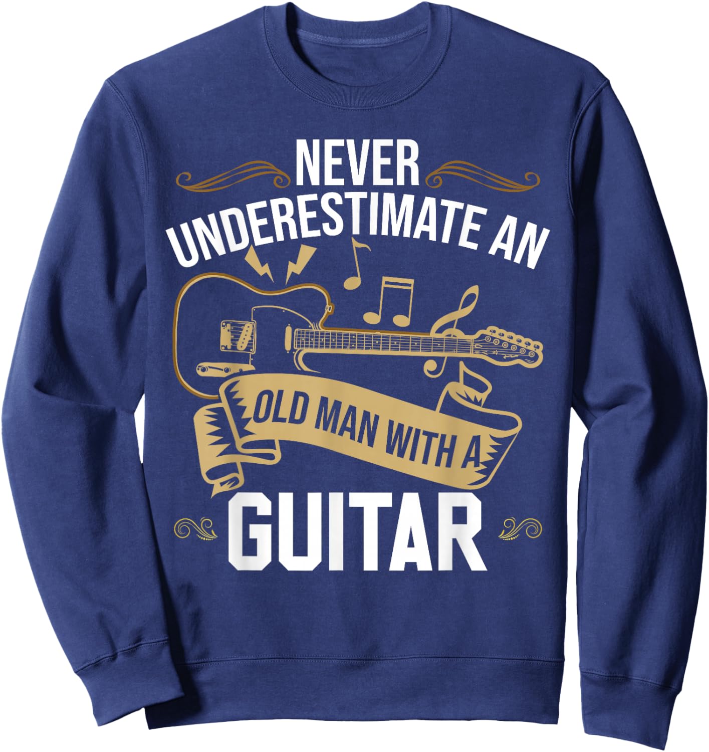 Guitarist Guitar Old Men Guitar Sweatshirt - Sweatshirt | Navy