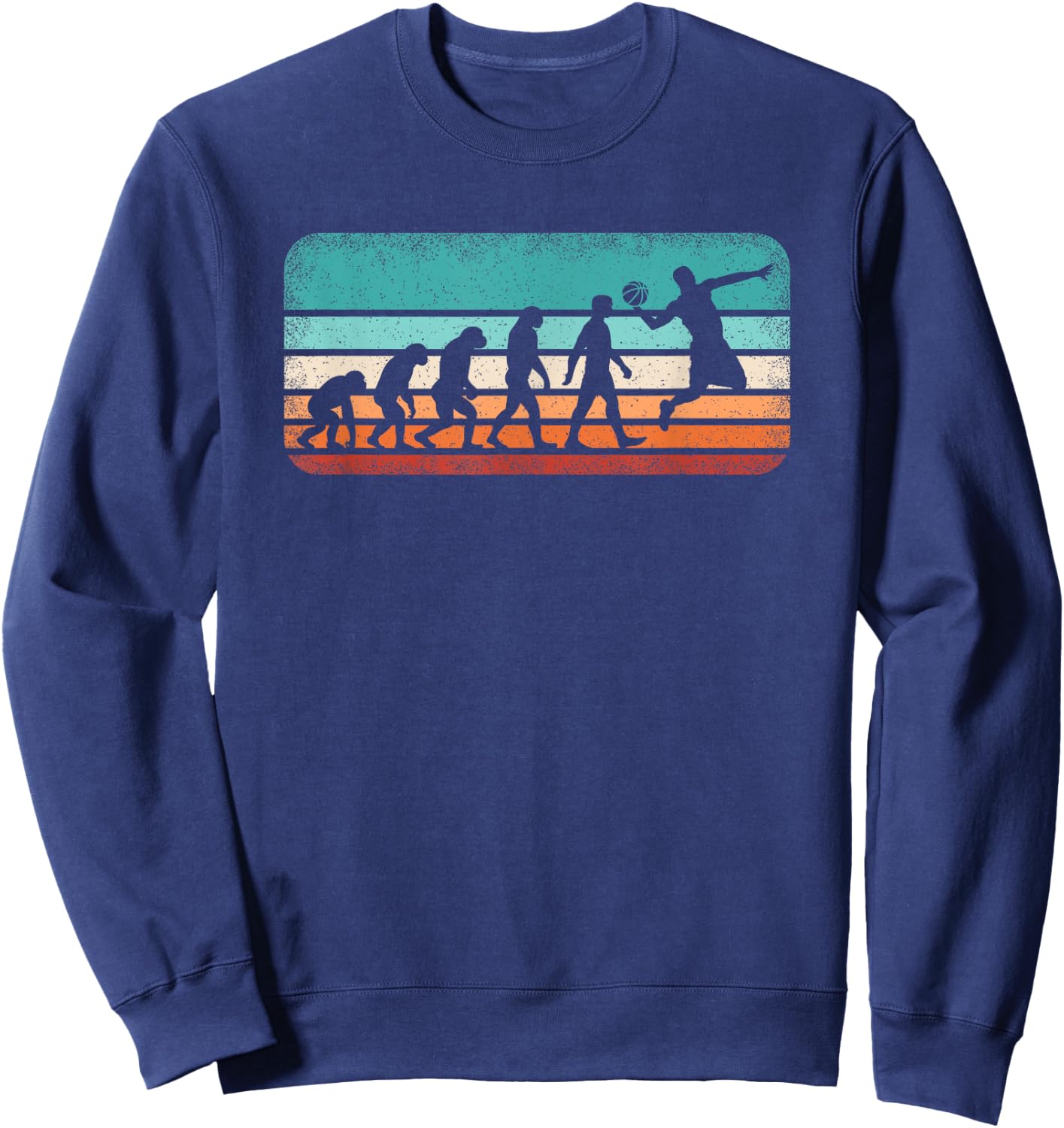 Funny Basketball Evolution Retro Basketball Player Sweatshirt - Sweatshirt | Navy