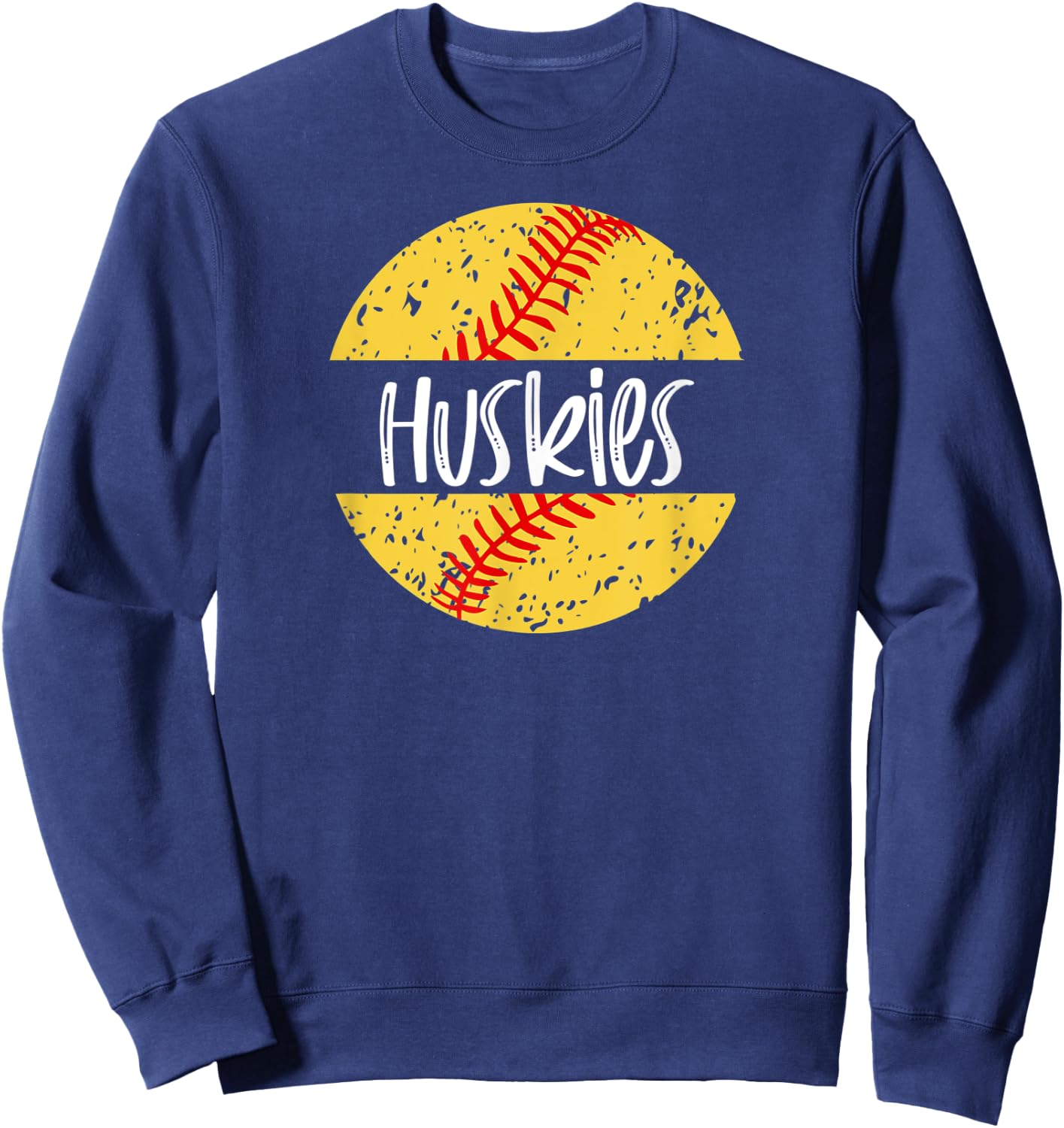 Huskies Softball Team Mascot School Spirit Game Day Sweatshirt - Sweatshirt | Navy