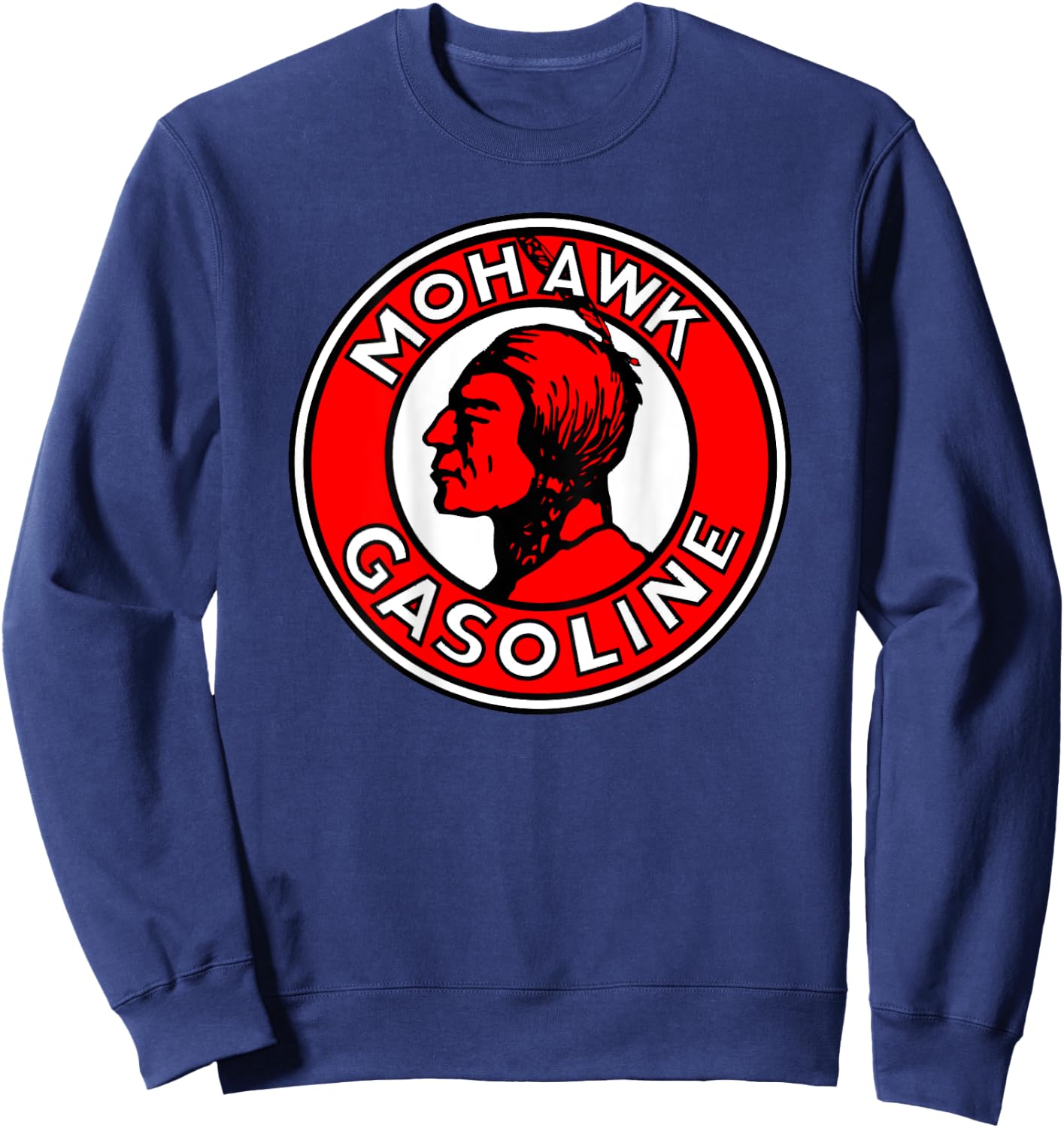 Back Print Only Retro Vintage Gas Station Mohawk Gasoline Sweatshirt - Sweatshirt | Navy