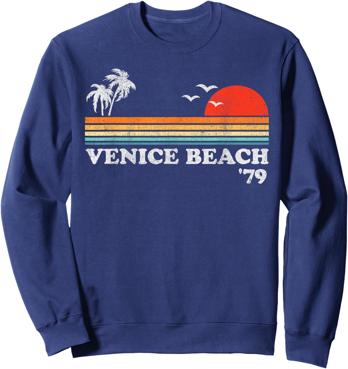 Vintage Venice Beach California Retro Sunset Surf 70's Gift Men Women Kids Sweatshirt - Sweatshirt | Navy