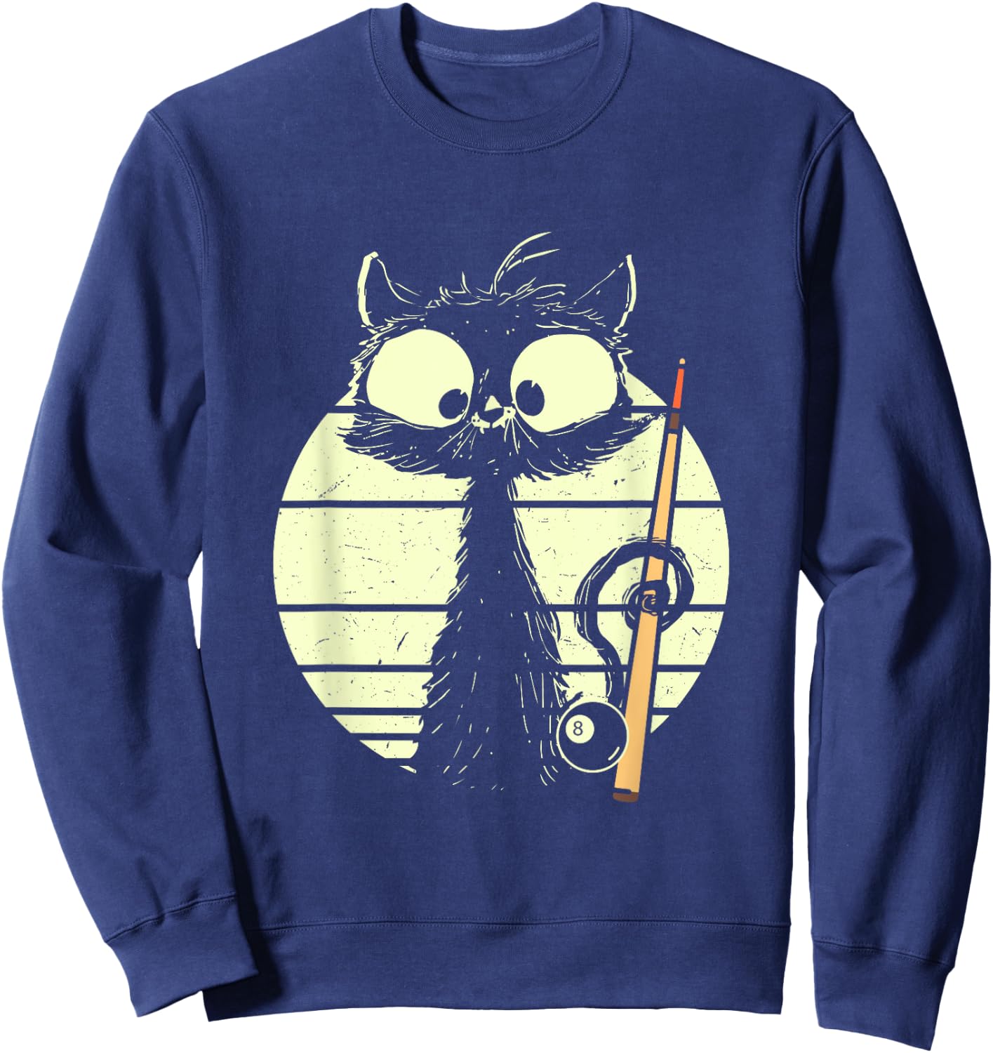 Cat With Billiard Pool Snooker Billiard Ball Cute Cat Sweatshirt - Sweatshirt | Navy