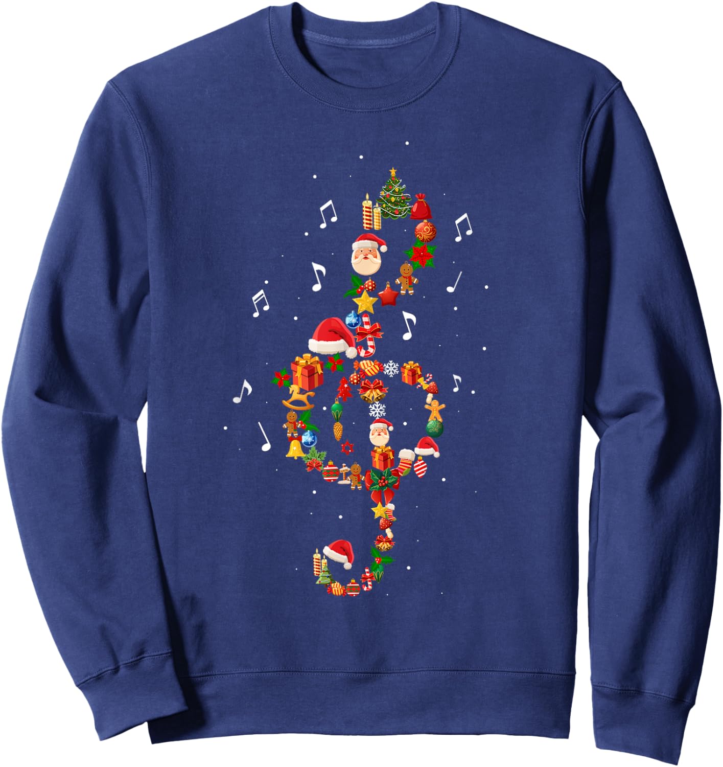 Christmas Musical Note Music Lover Teacher Sing Carols Jesus Sweatshirt - Sweatshirt | Navy