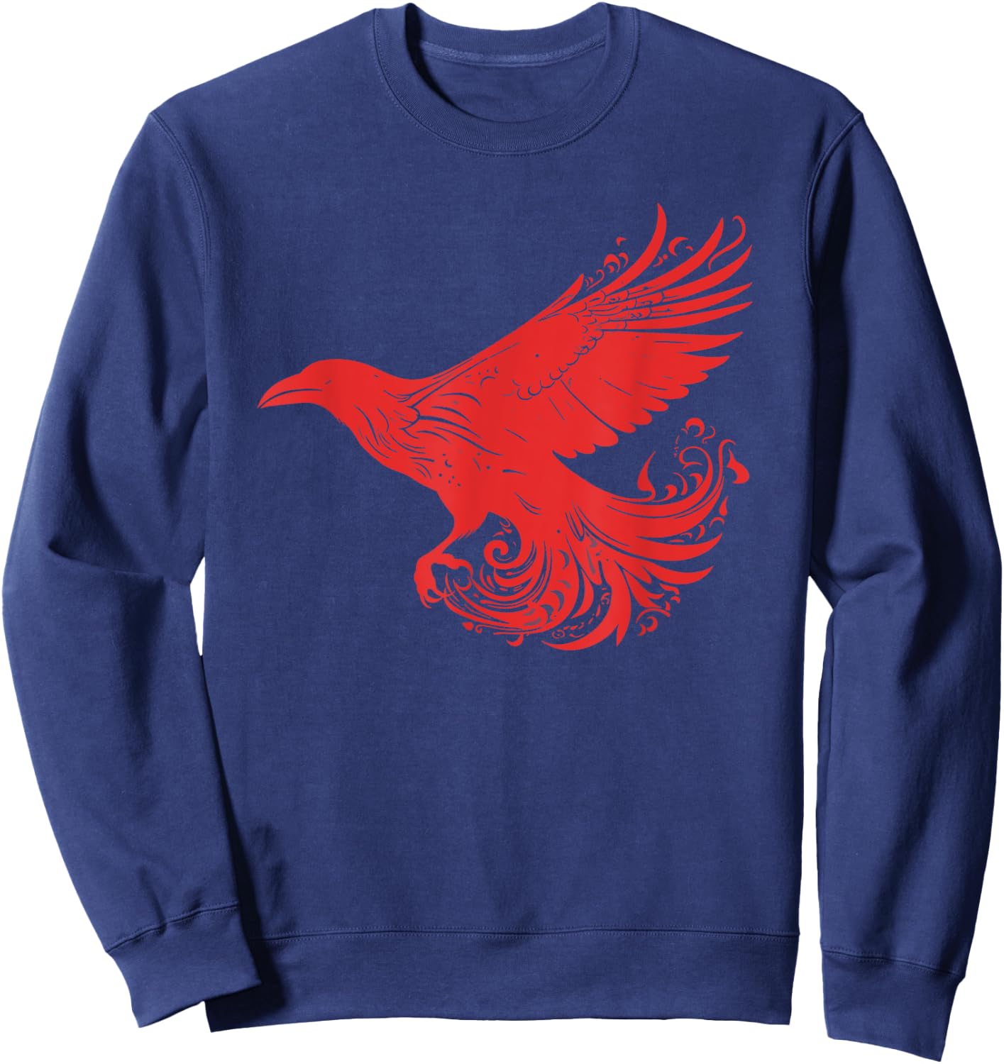 Crow Red Raven Norse Mythology Viking Vikings lover Sweatshirt - Sweatshirt | Navy