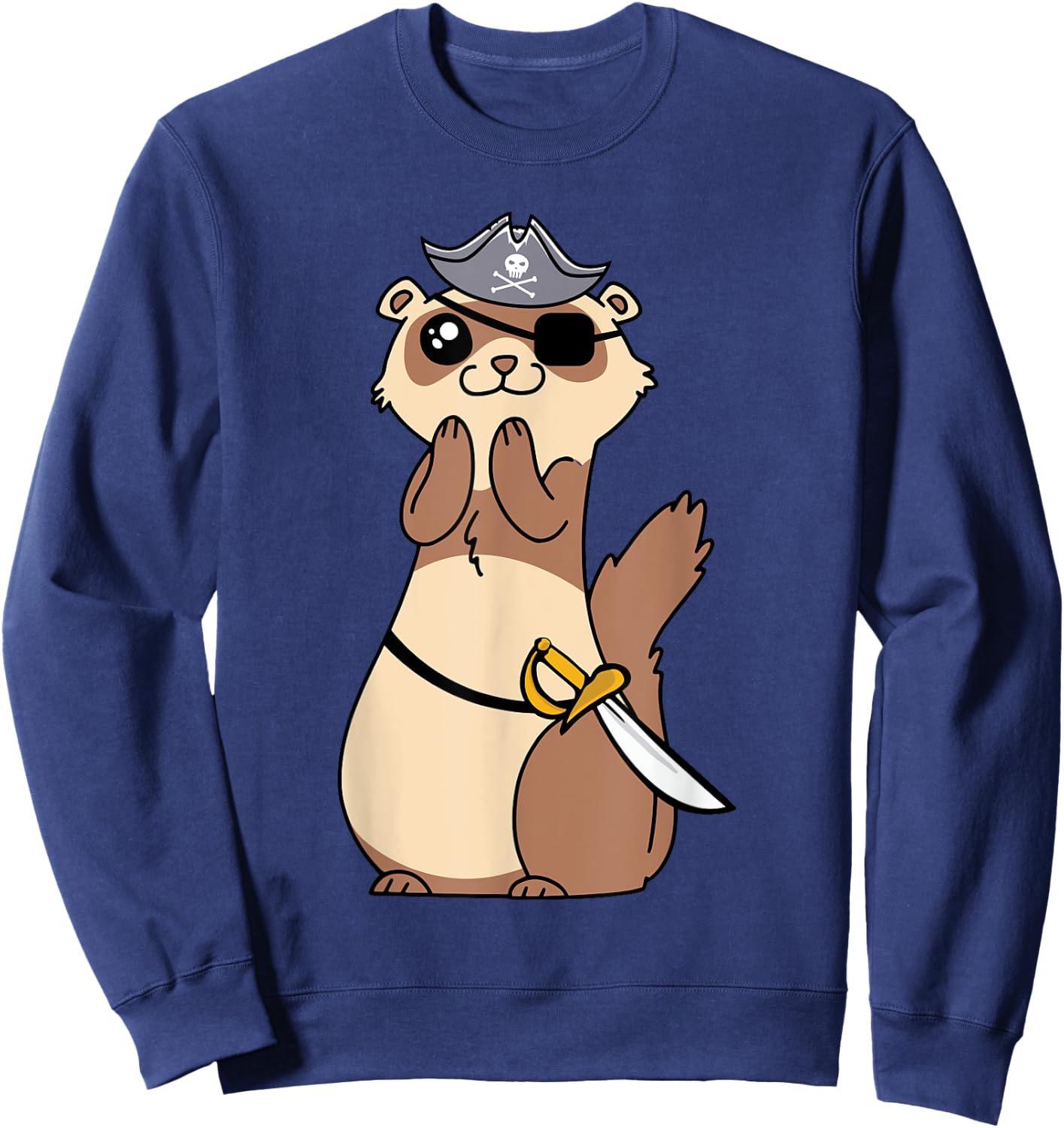 Eye Patch Weasel Kids Pirate Ferret Sweatshirt - Sweatshirt | Navy
