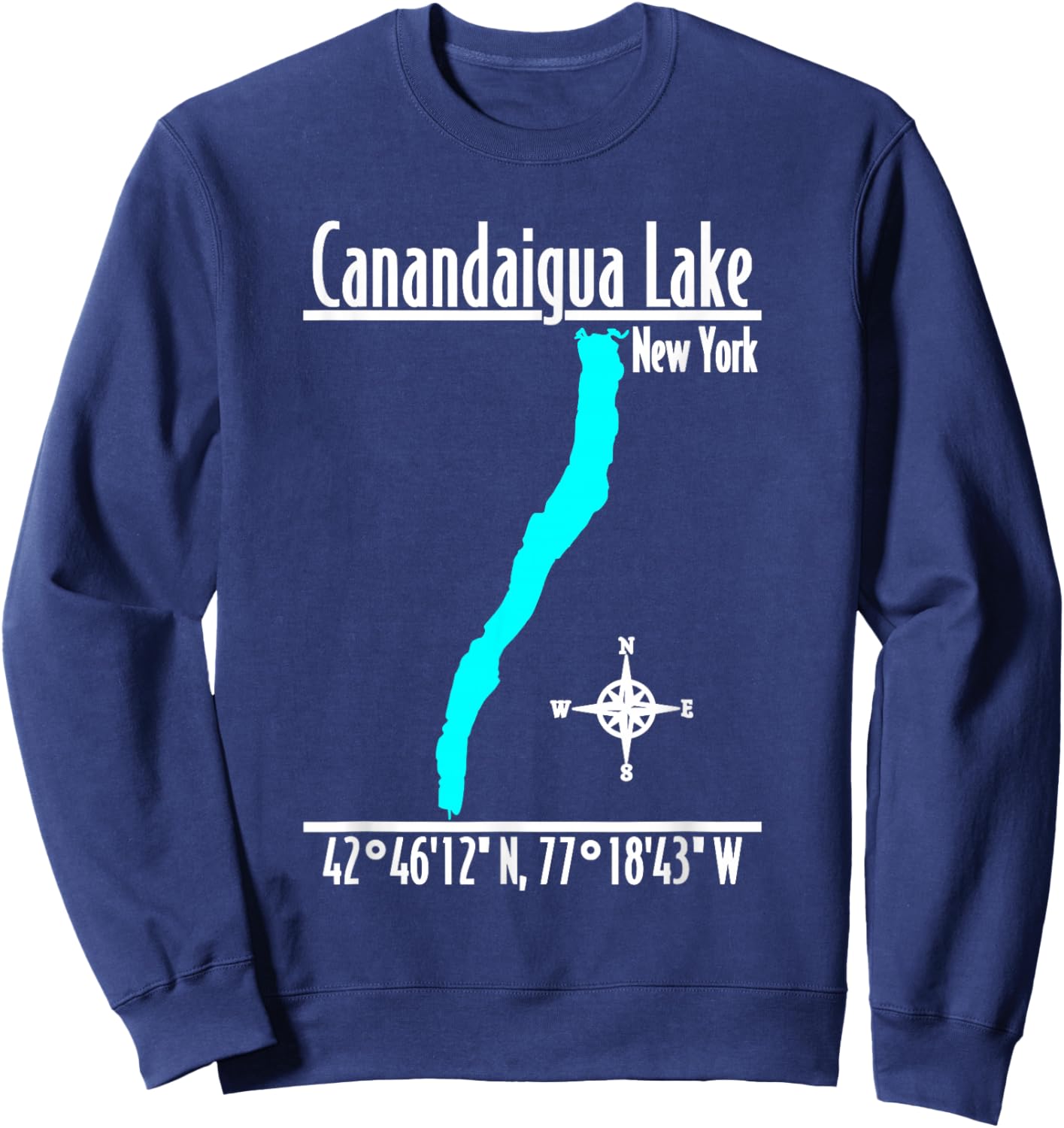 Modern Canandaigua Lake, New York Sweatshirt - Sweatshirt | Navy