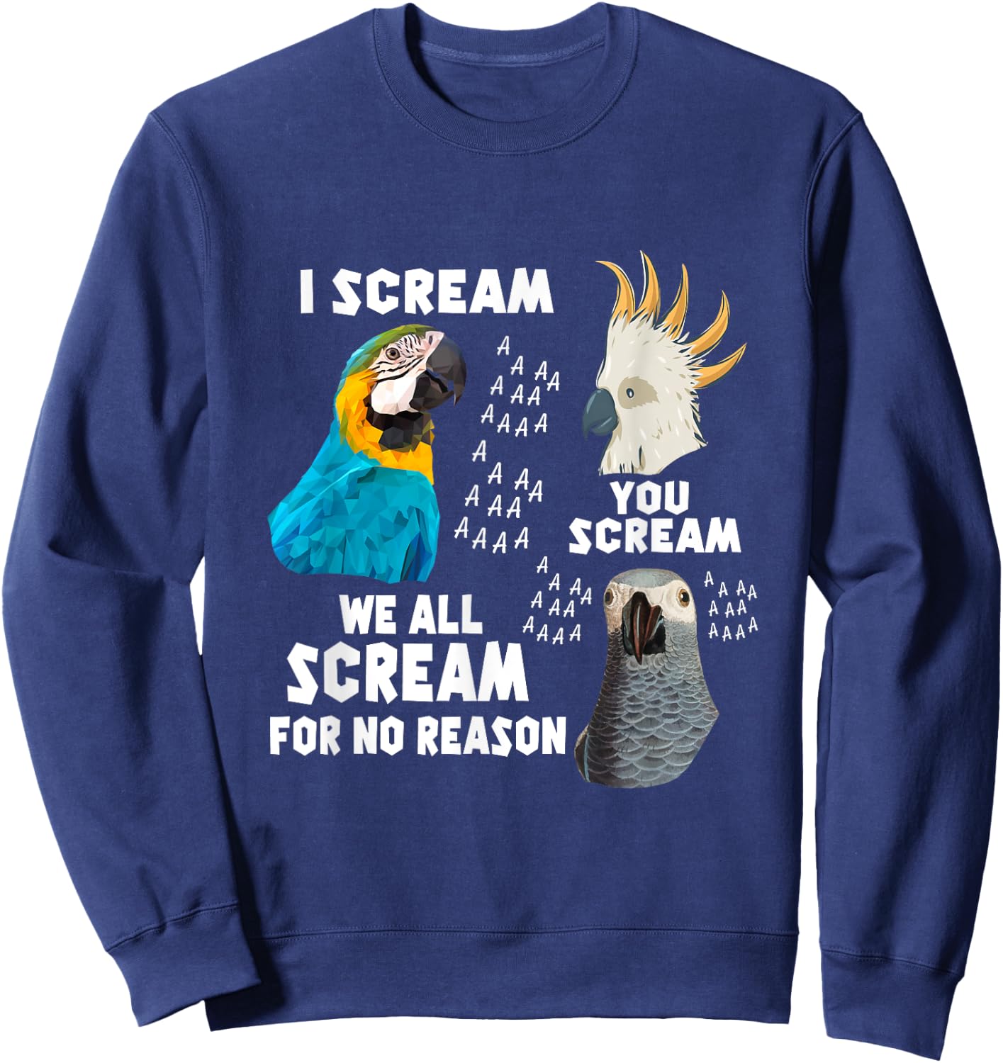 I Scream You Scream We All Scream For No Reason Birds Sweatshirt - Sweatshirt | Navy