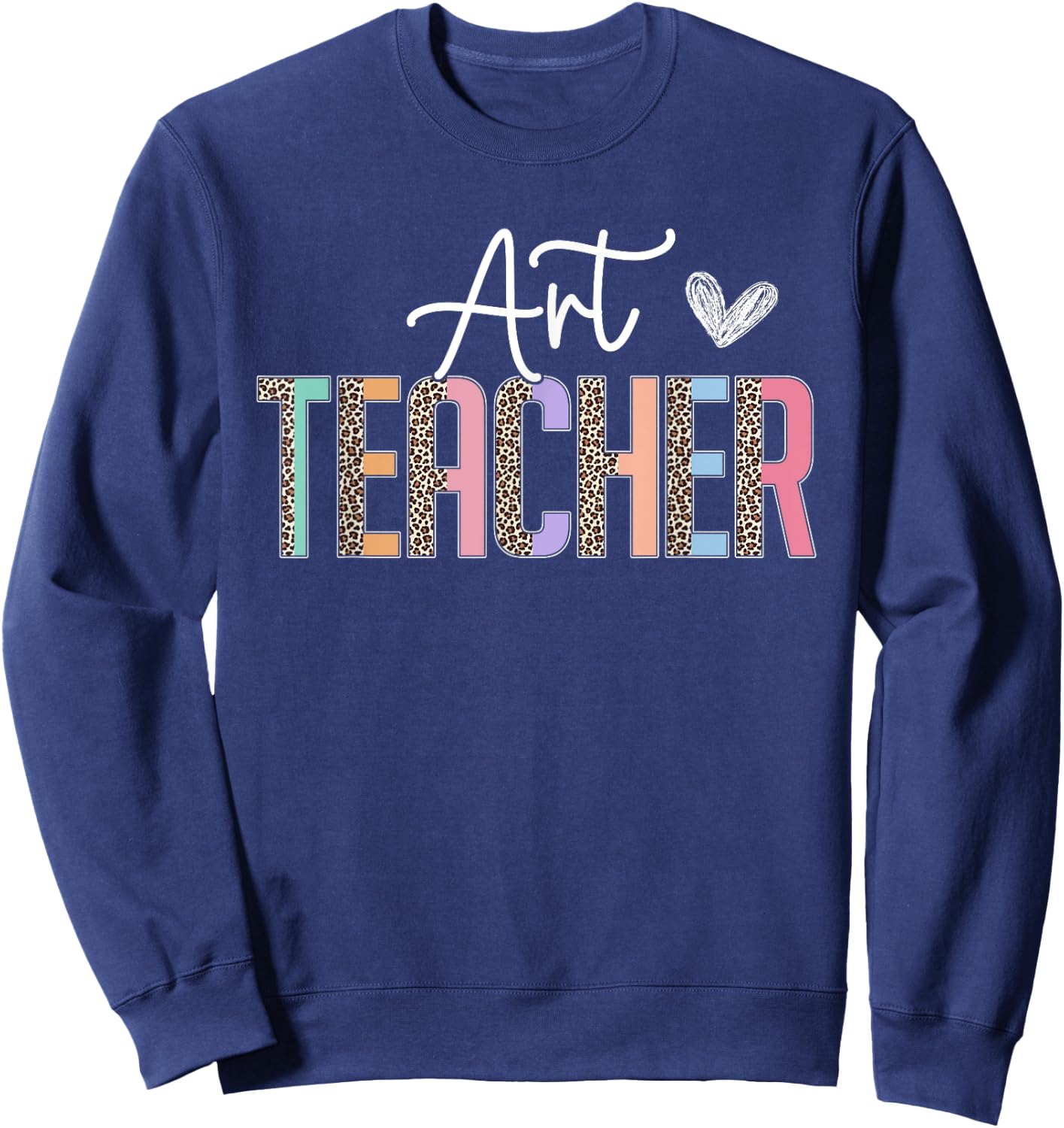 Team Art Teacher Leopard Print Art Teacher Women Girls Kids Sweatshirt - Sweatshirt | Navy