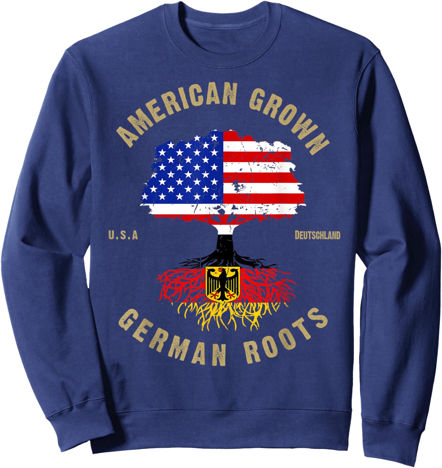 German Roots American Grown German Flag Oktoberfest Sweatshirt - Sweatshirt | Navy