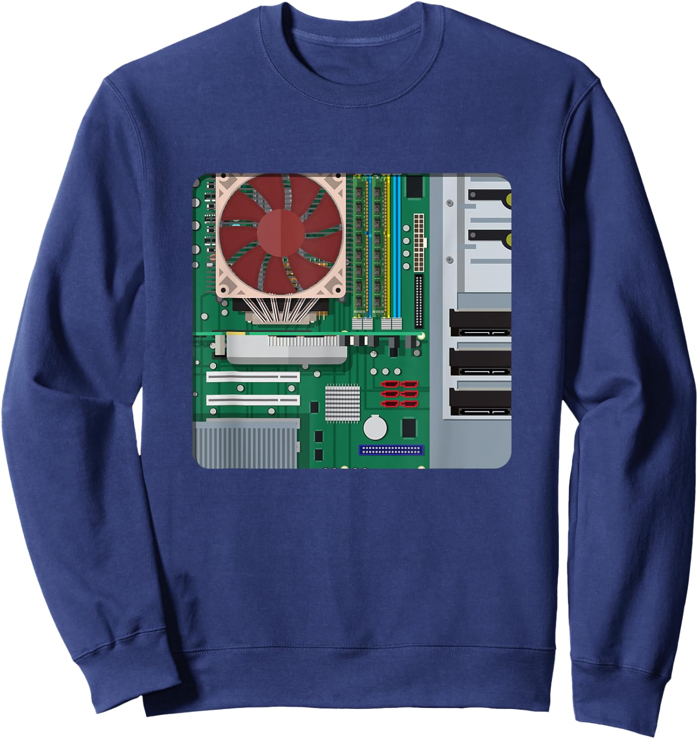 Computer Repair Technicians PC Fans Motherboard Inside Case Sweatshirt - Sweatshirt | Navy
