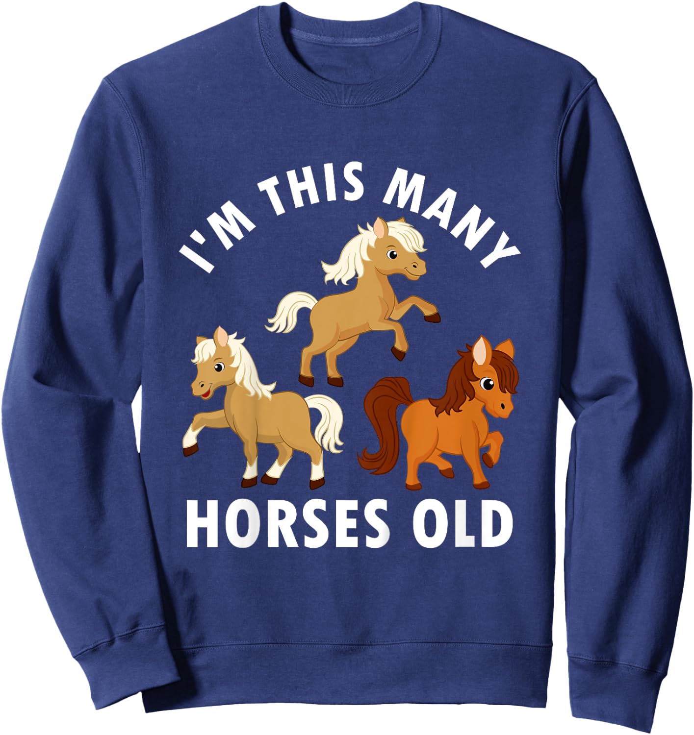 3 Years Old Girl Horses Old 3rd Birthday Kids Sweatshirt - Sweatshirt | Navy