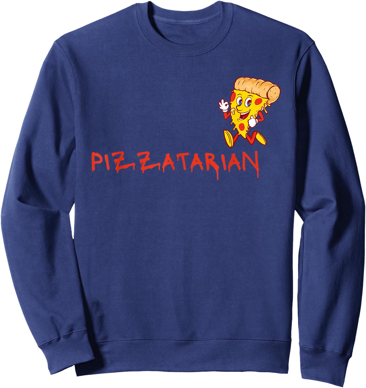Pizza, Cartoon, Funny design for Pizza Lovers - Pizzatarian Sweatshirt - Sweatshirt | Navy