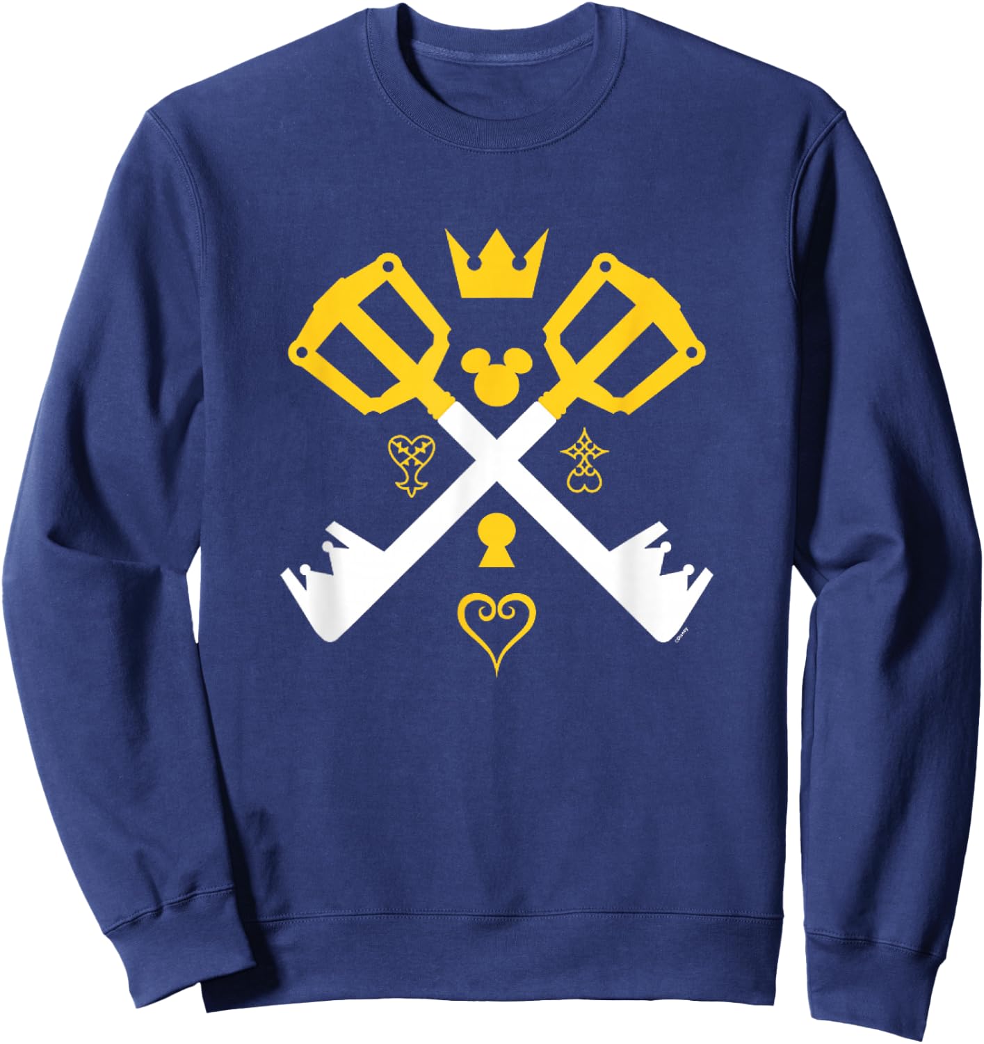 Kingdom Hearts Keyblades Crossed Gold and White Designs Sweatshirt - Sweatshirt | Navy