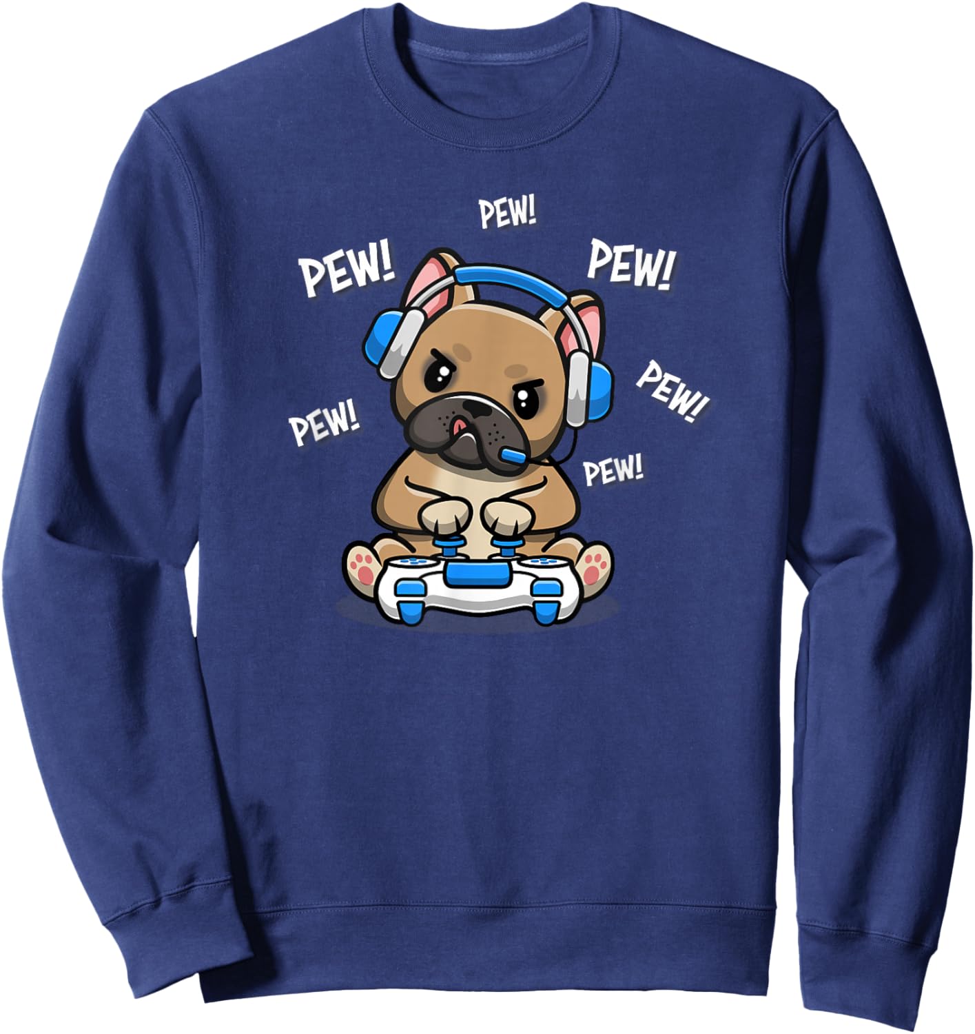 Funny Kawaii Kids Boys Girls Video Gamer Pew Frenchie Lover Sweatshirt - Sweatshirt | Navy