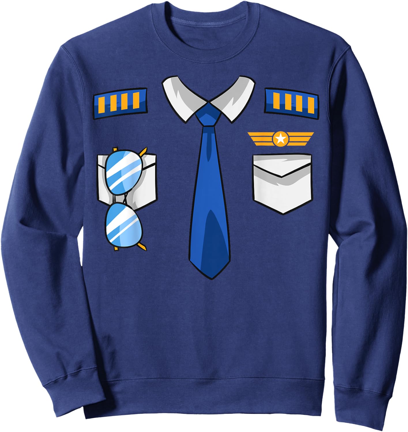 Pilot Uniform Costume Airplane Aviator Aviation Halloween Small Sweatshirt - Sweatshirt | Navy