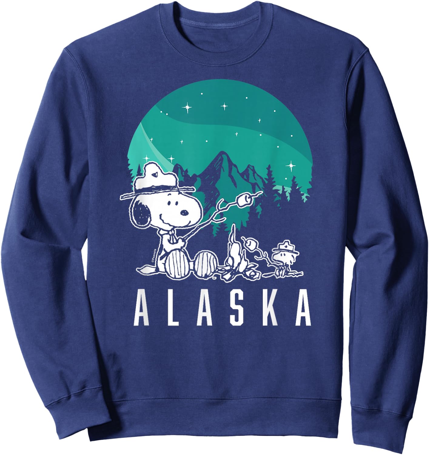 Peanuts - Snoopy Woodstock Campfire Smores Alaska Sweatshirt - Sweatshirt | Navy